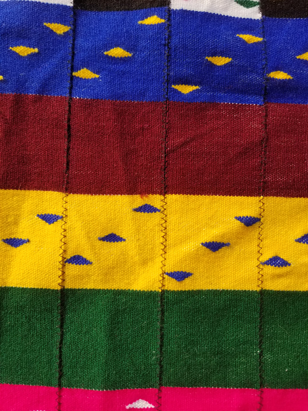 Vintage Traditional Handmade African Kenta-Style Wool Kilim Rug 280x185cms