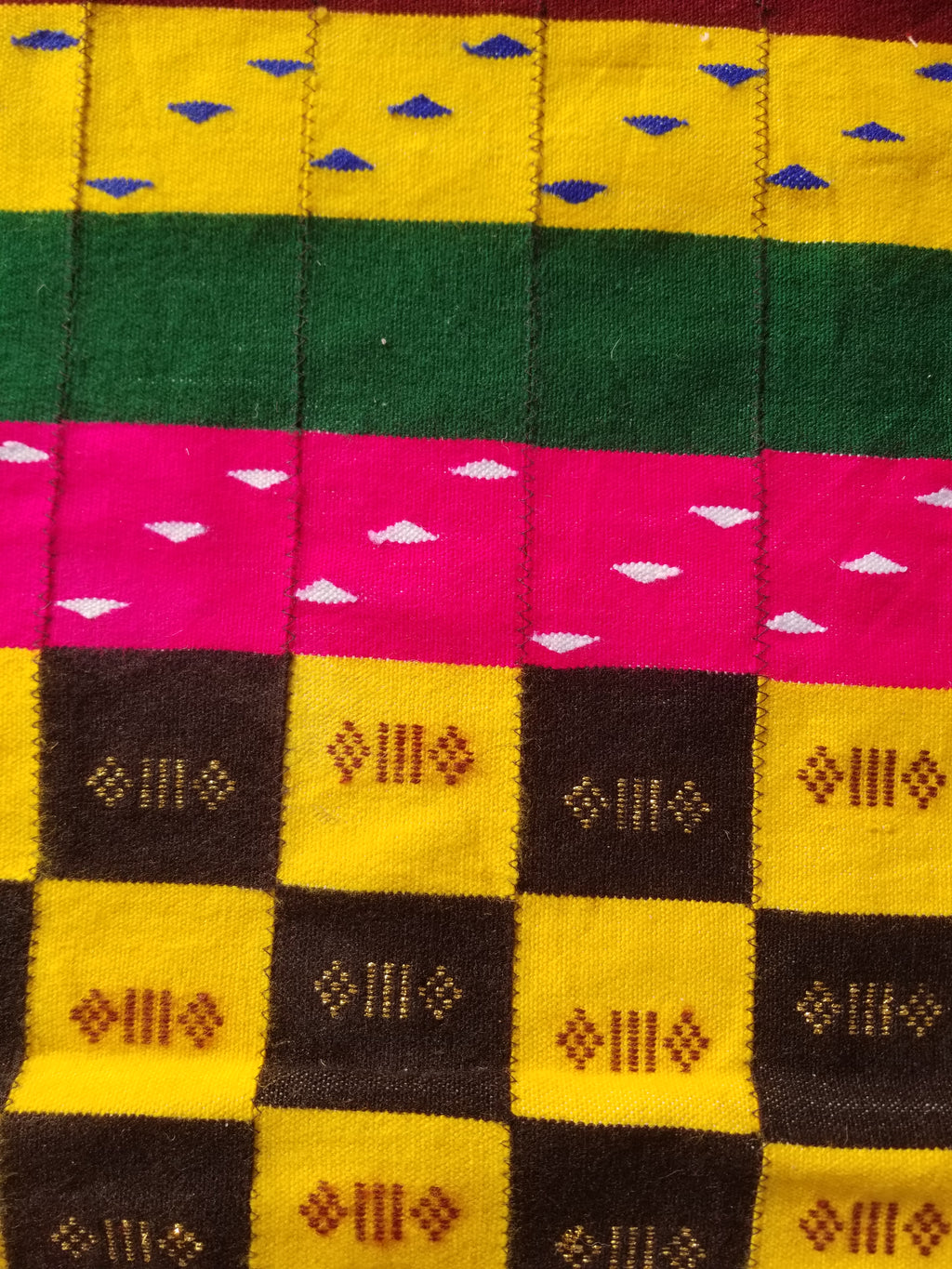 Vintage Traditional Handmade African Kenta-Style Wool Kilim Rug 280x185cms
