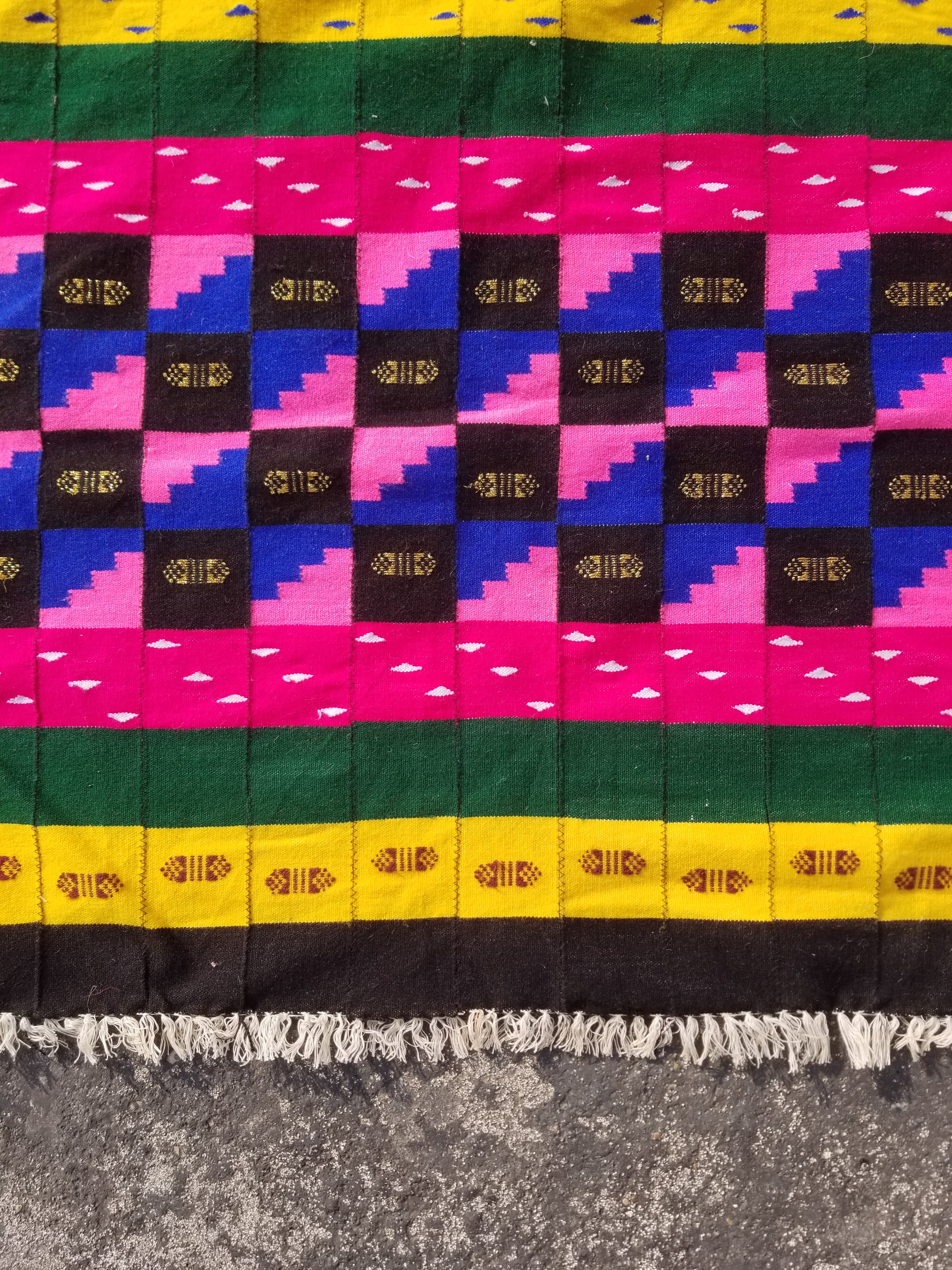 Vintage Traditional Handmade African Kenta-Style Wool Kilim Rug 280x185cms