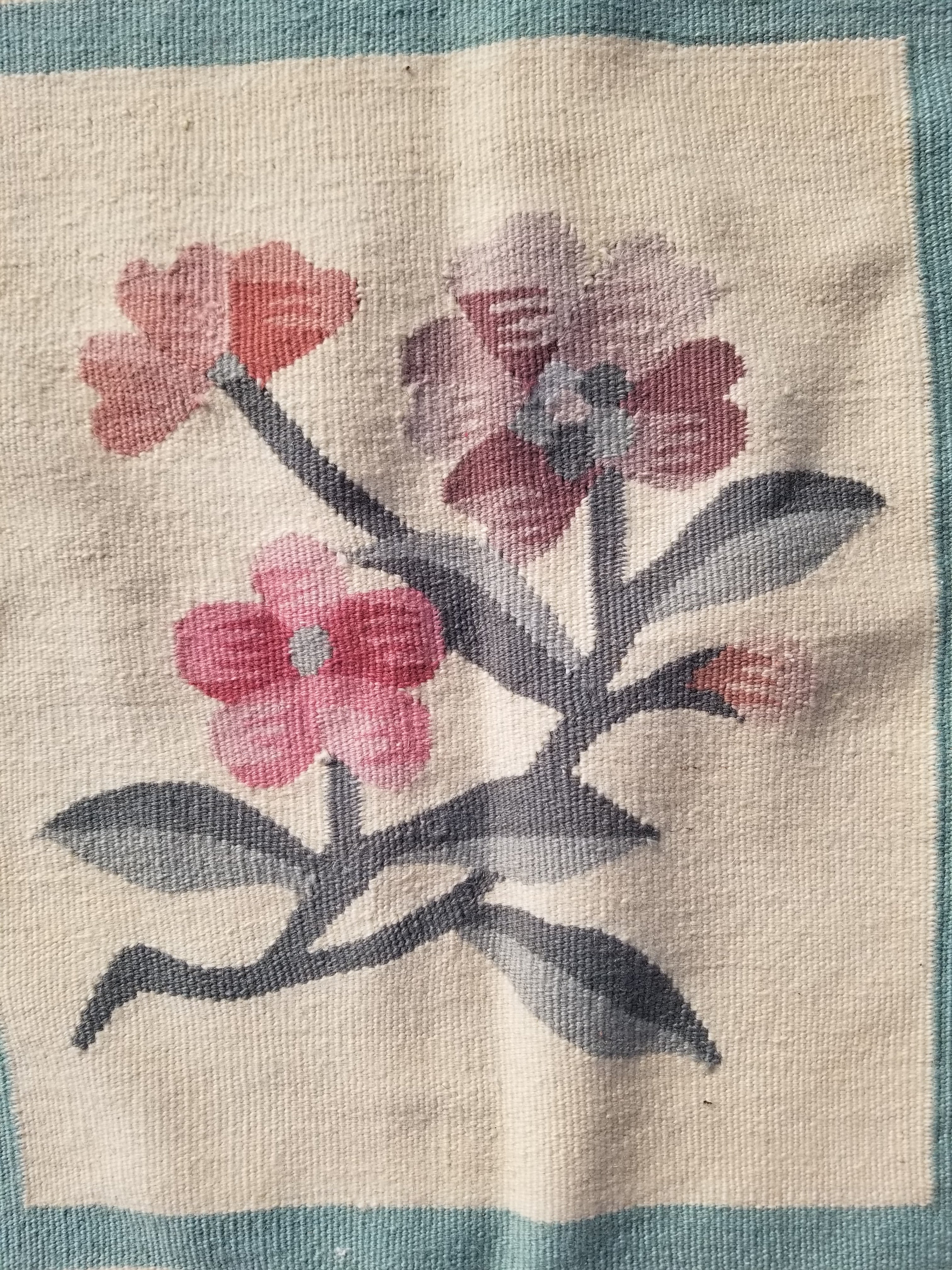 Vintage Traditional Handmade Romanian Floral Flatweave Wool Kilim Rug 174x110cms