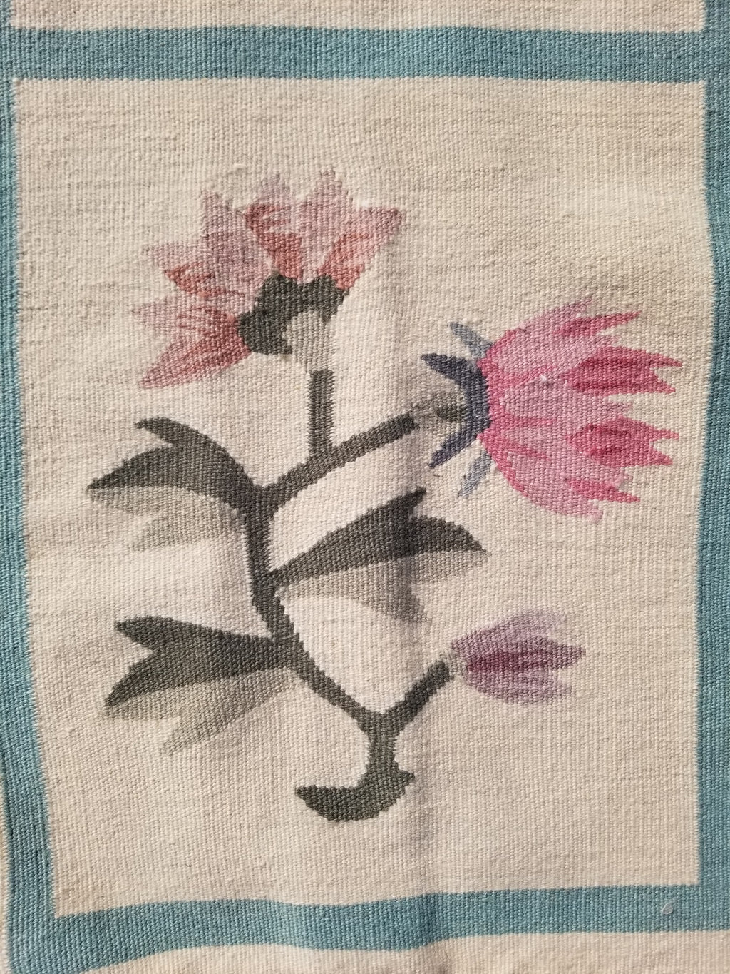Vintage Traditional Handmade Romanian Floral Flatweave Wool Kilim Rug 174x110cms