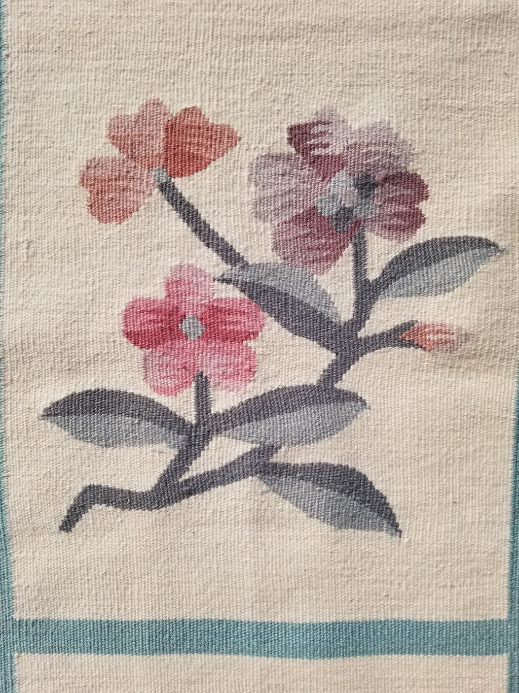 Vintage Traditional Handmade Romanian Floral Flatweave Wool Kilim Rug 174x110cms