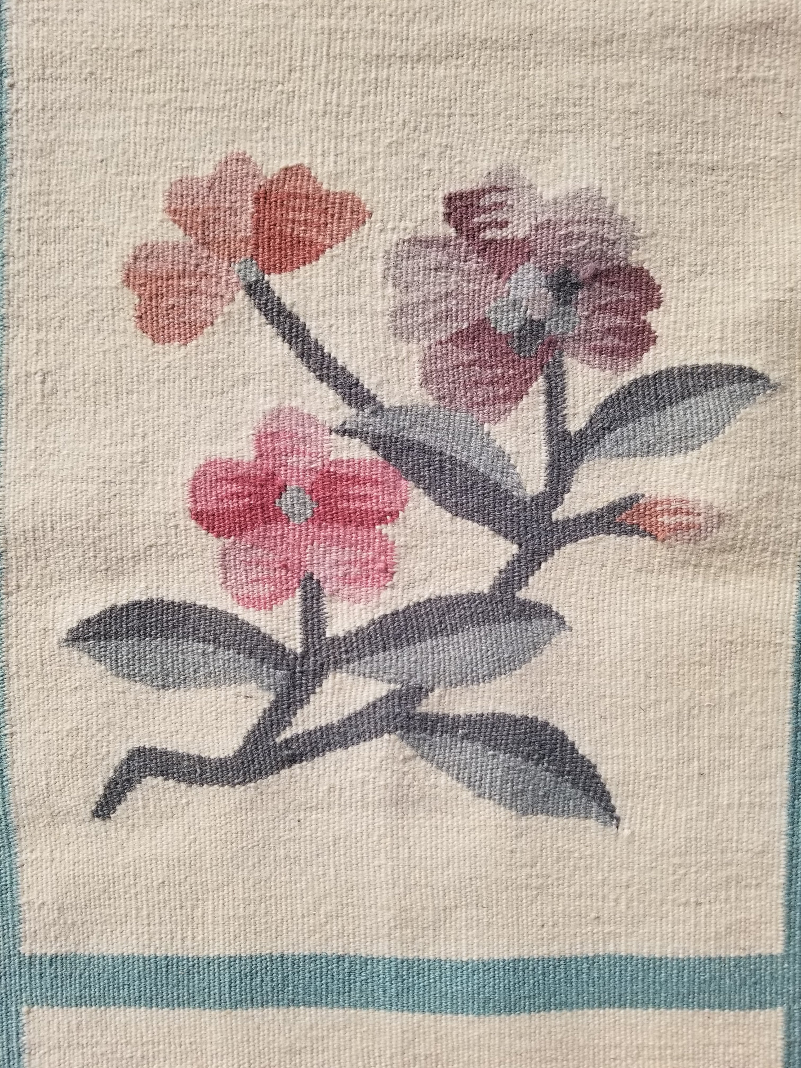Vintage Traditional Handmade Romanian Floral Flatweave Wool Kilim Rug 174x110cms