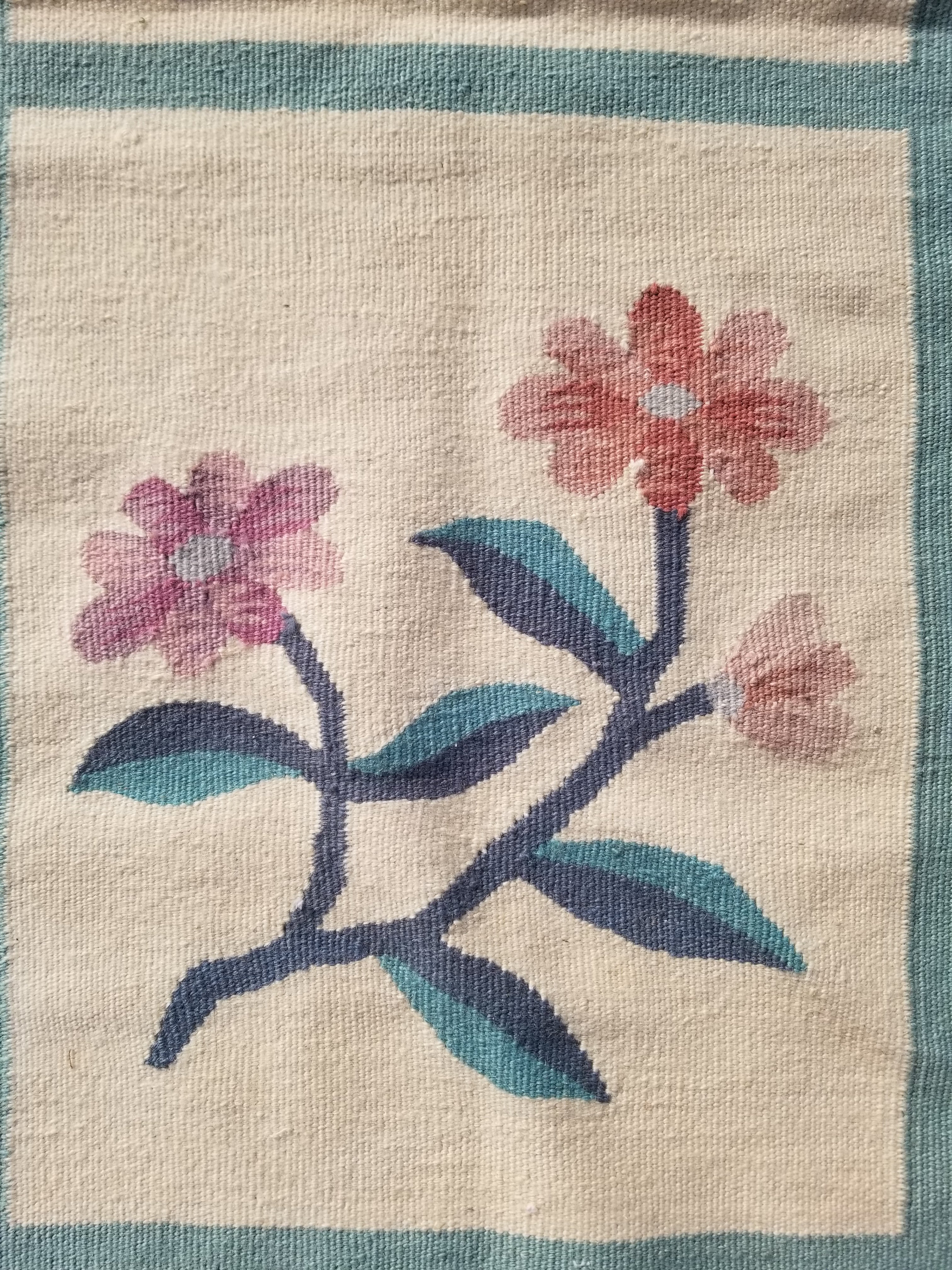 Vintage Traditional Handmade Romanian Floral Flatweave Wool Kilim Rug 174x110cms