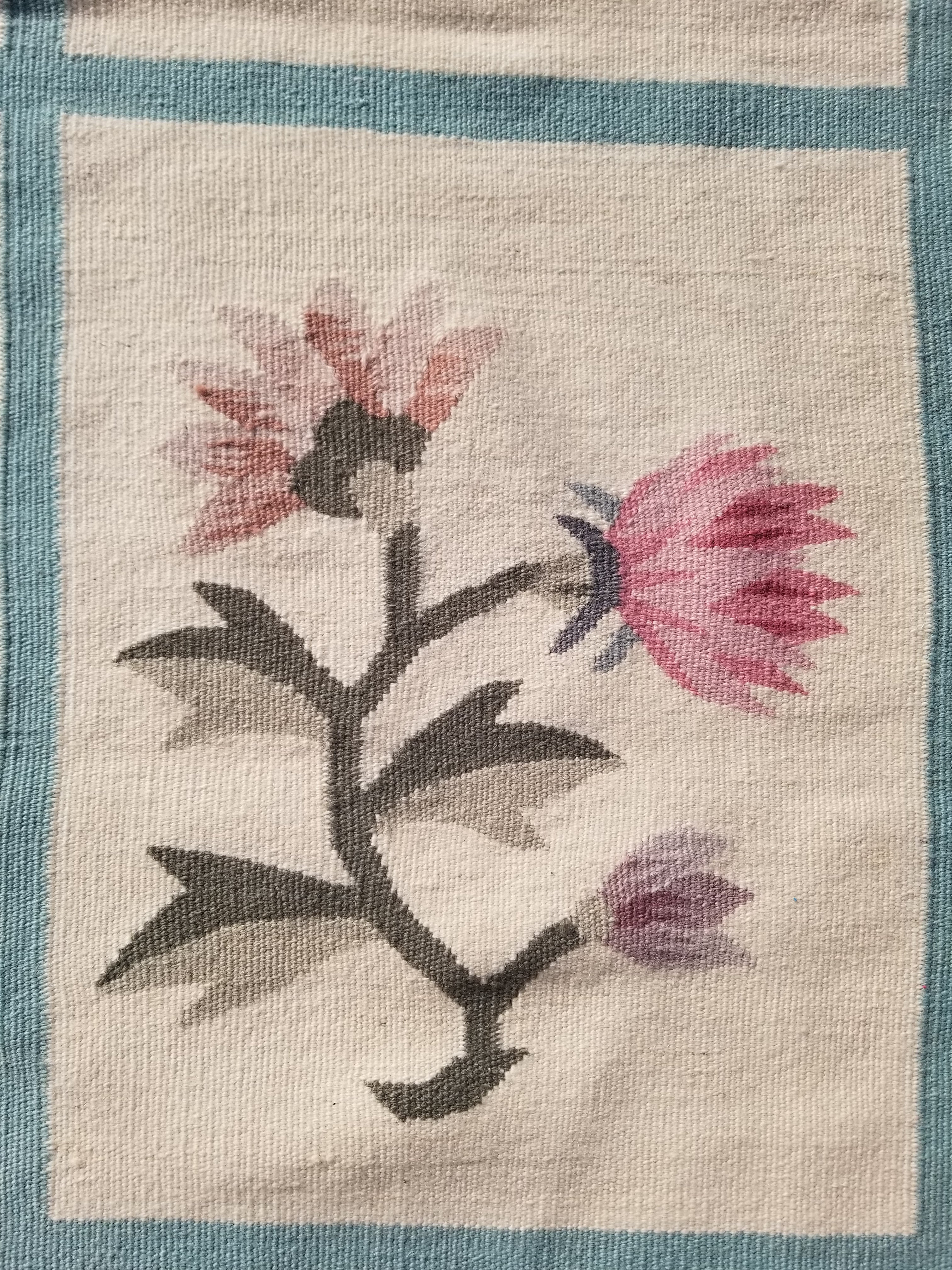 Vintage Traditional Handmade Romanian Floral Flatweave Wool Kilim Rug 174x110cms