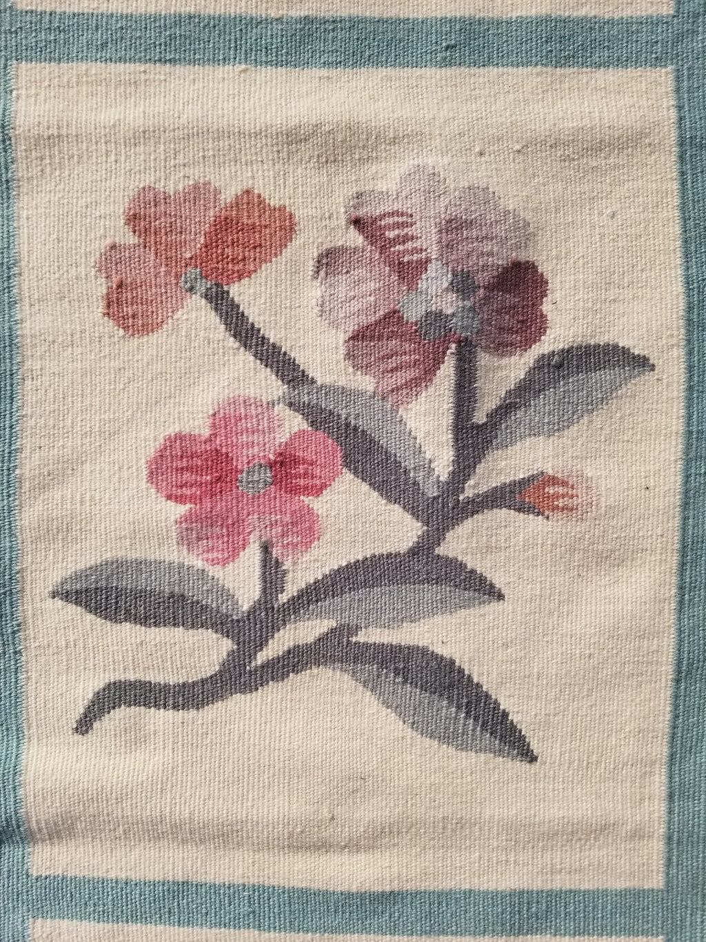 Vintage Traditional Handmade Romanian Floral Flatweave Wool Kilim Rug 174x110cms