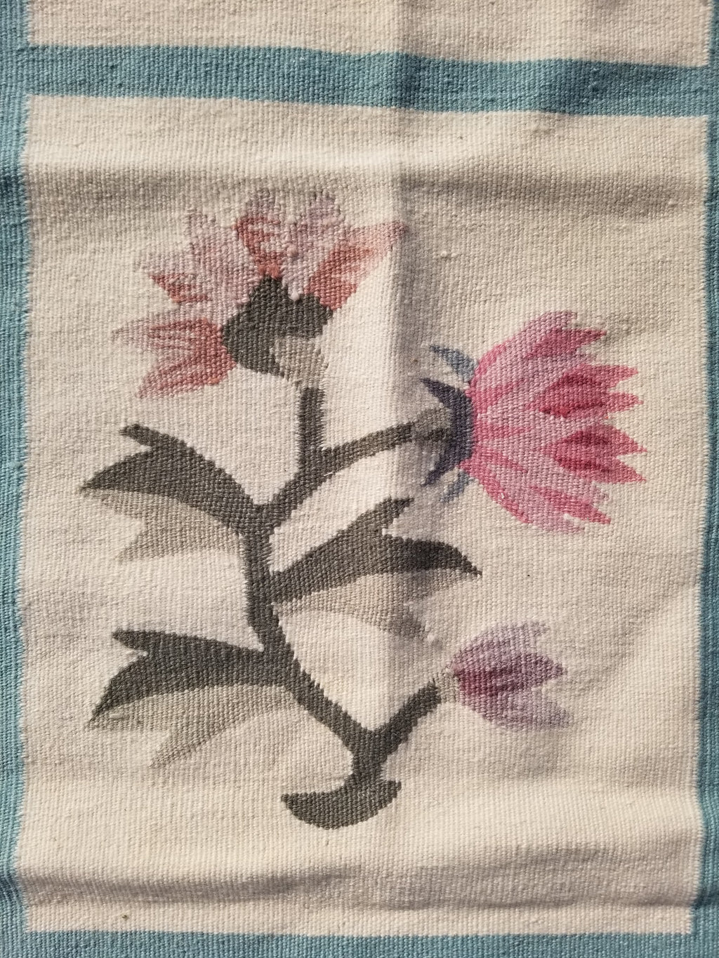 Vintage Traditional Handmade Romanian Floral Flatweave Wool Kilim Rug 174x110cms