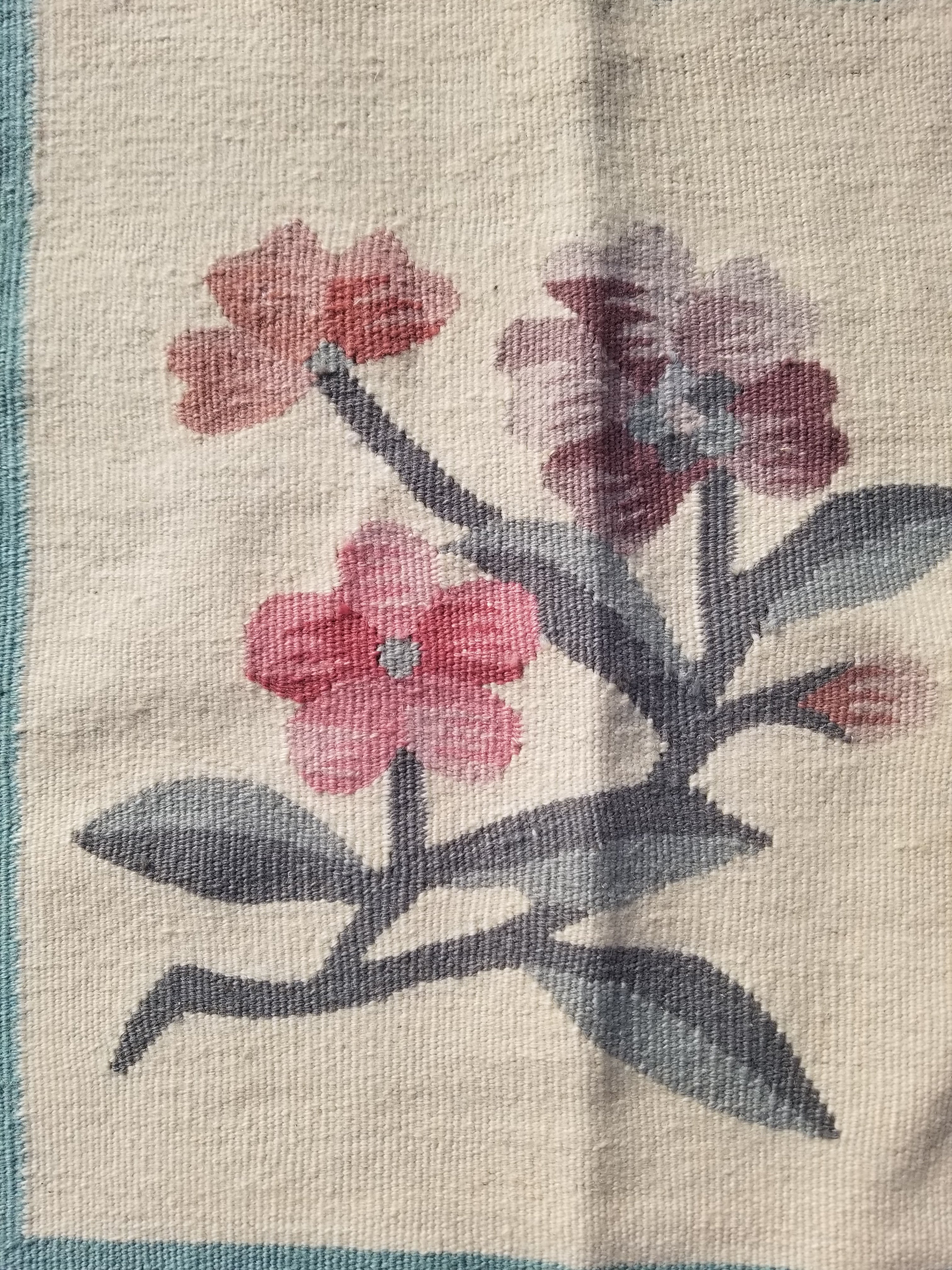 Vintage Traditional Handmade Romanian Floral Flatweave Wool Kilim Rug 174x110cms