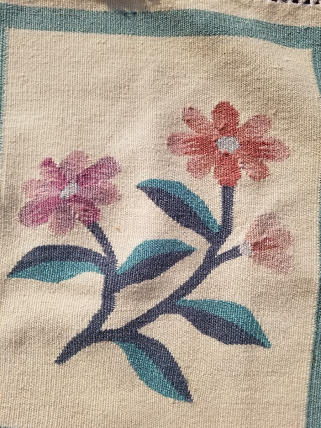 Vintage Traditional Handmade Romanian Floral Flatweave Wool Kilim Rug 174x110cms