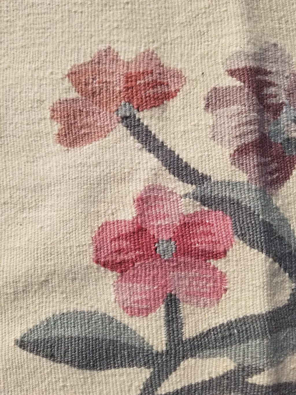 Vintage Traditional Handmade Romanian Floral Flatweave Wool Kilim Rug 174x110cms