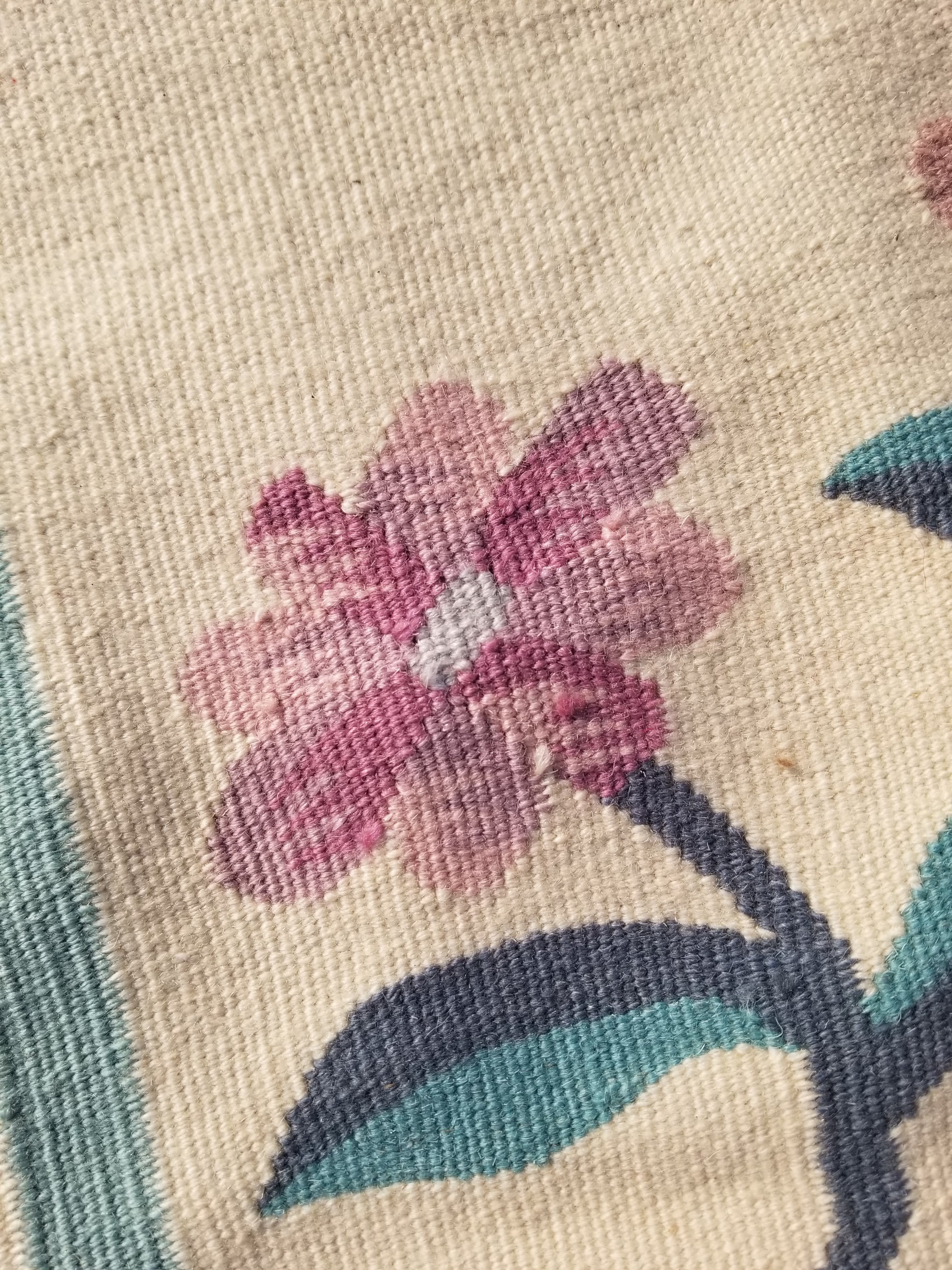 Vintage Traditional Handmade Romanian Floral Flatweave Wool Kilim Rug 174x110cms