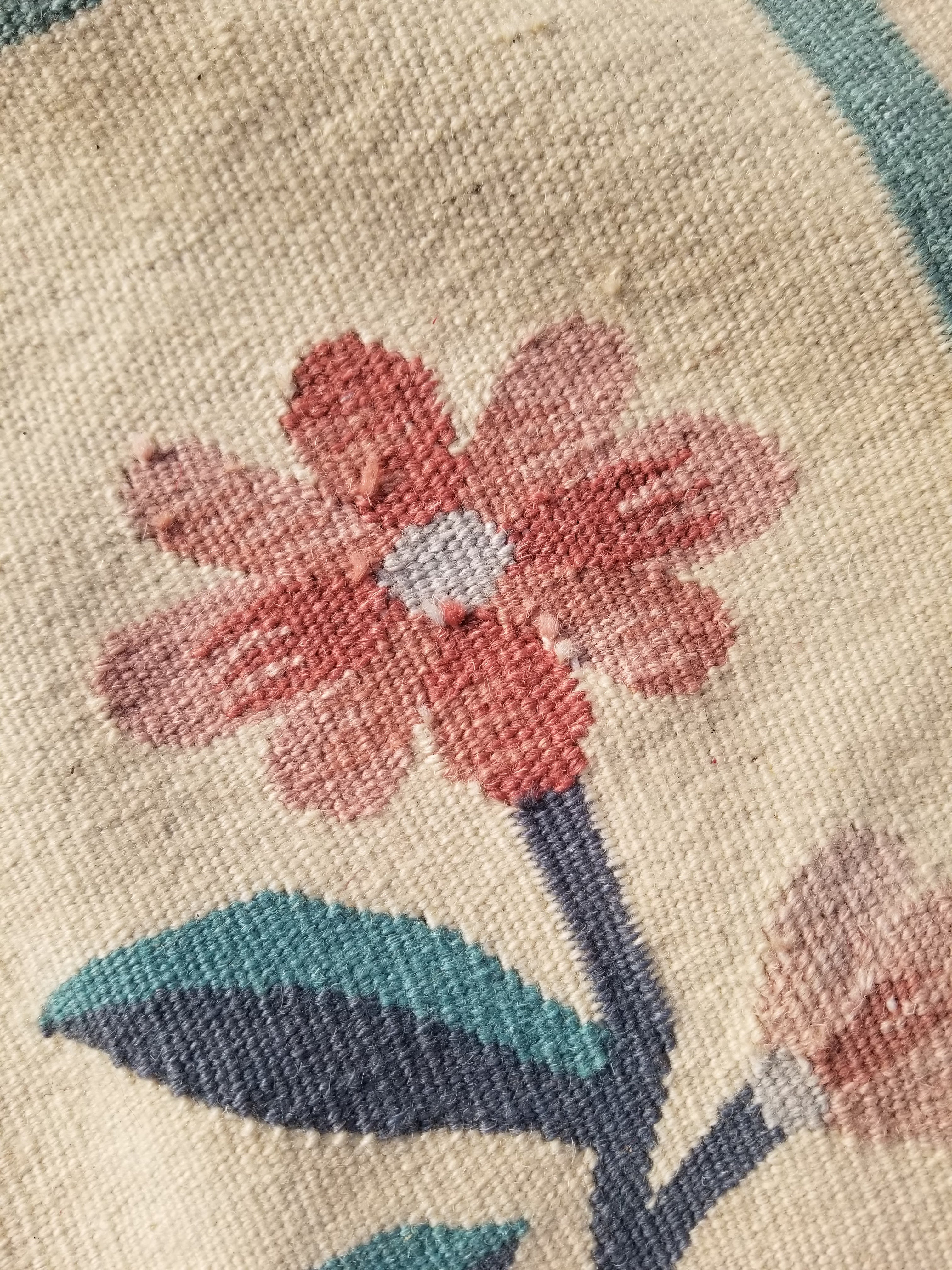 Vintage Traditional Handmade Romanian Floral Flatweave Wool Kilim Rug 174x110cms