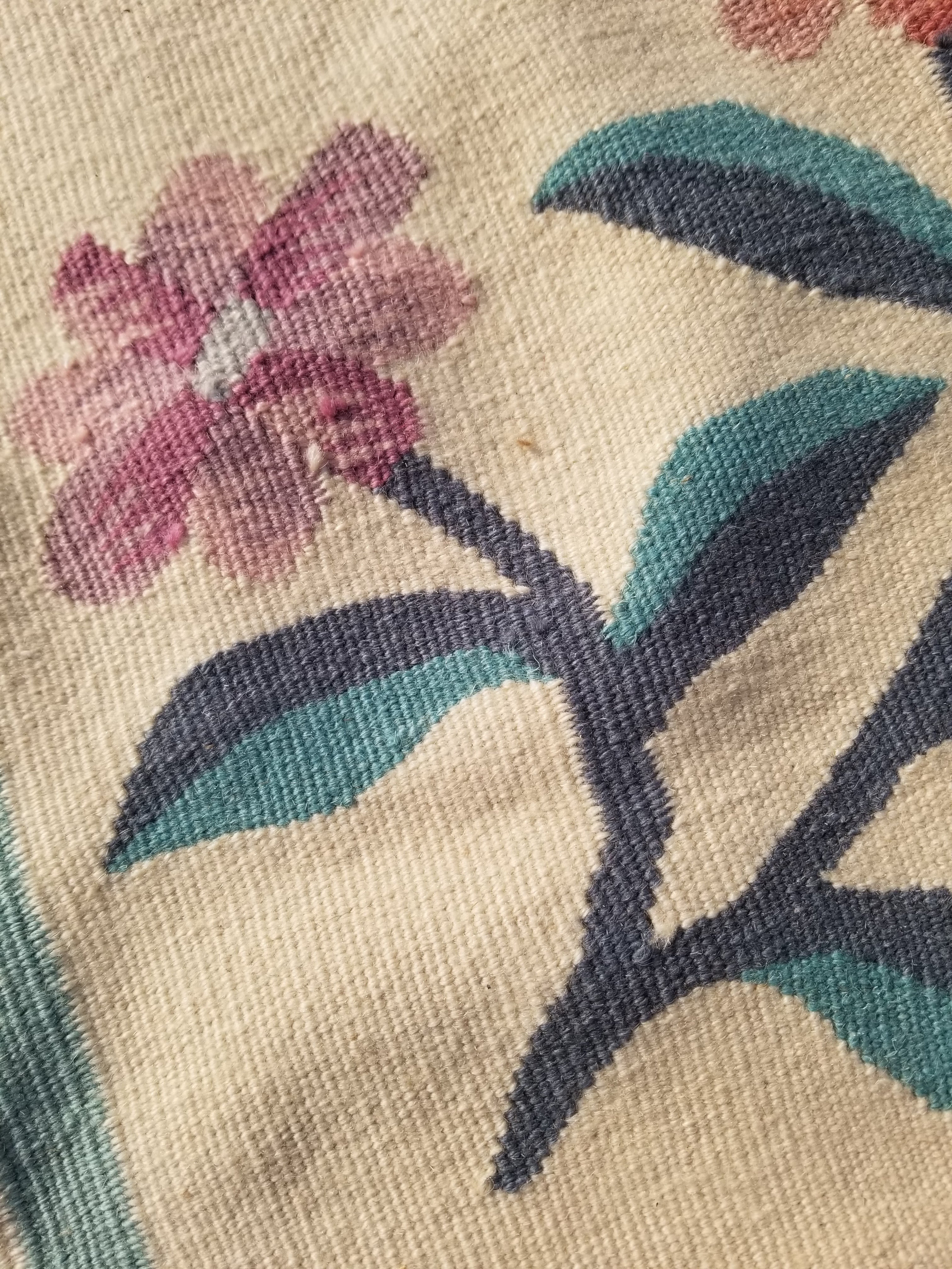 Vintage Traditional Handmade Romanian Floral Flatweave Wool Kilim Rug 174x110cms