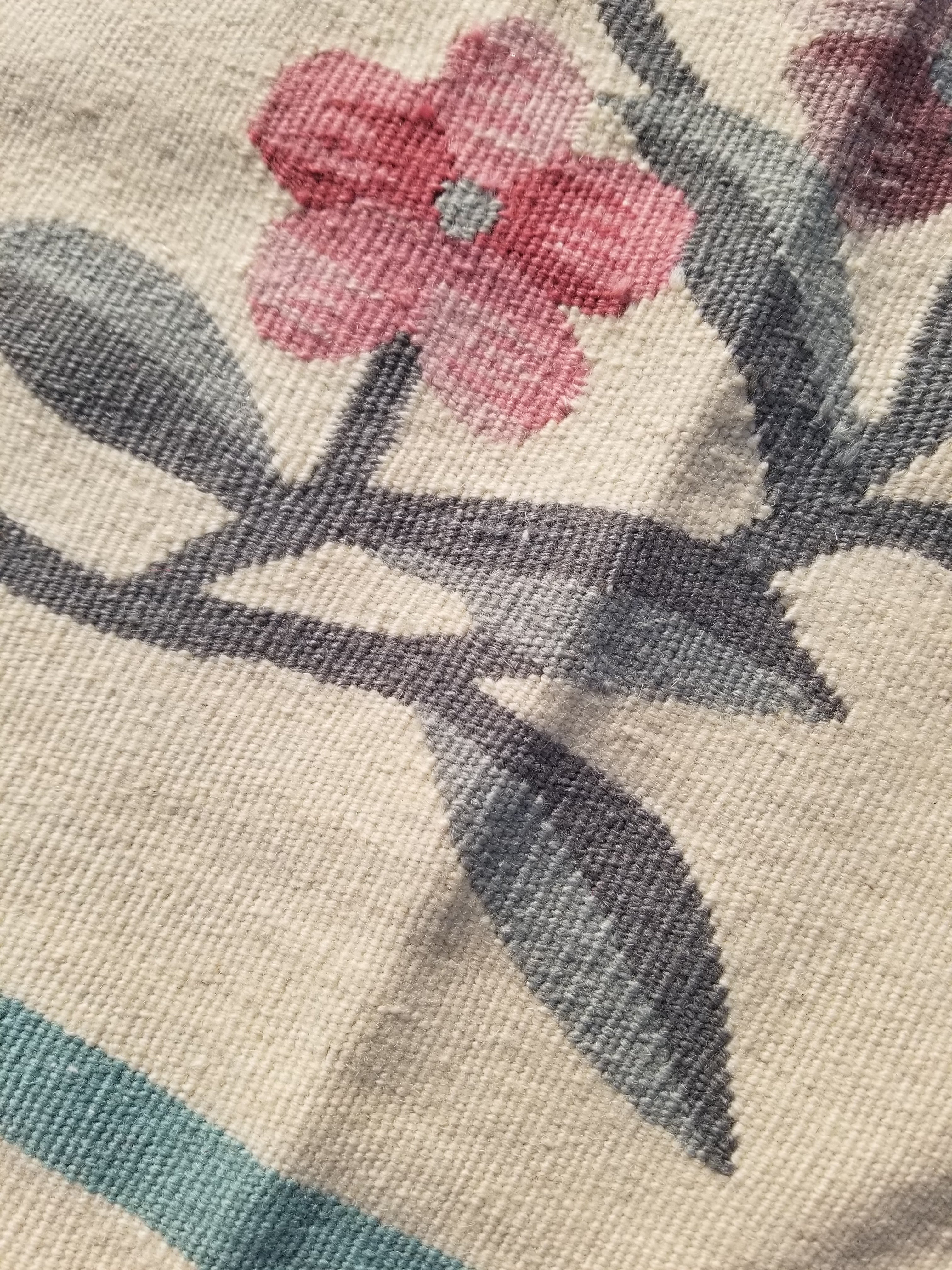 Vintage Traditional Handmade Romanian Floral Flatweave Wool Kilim Rug 174x110cms