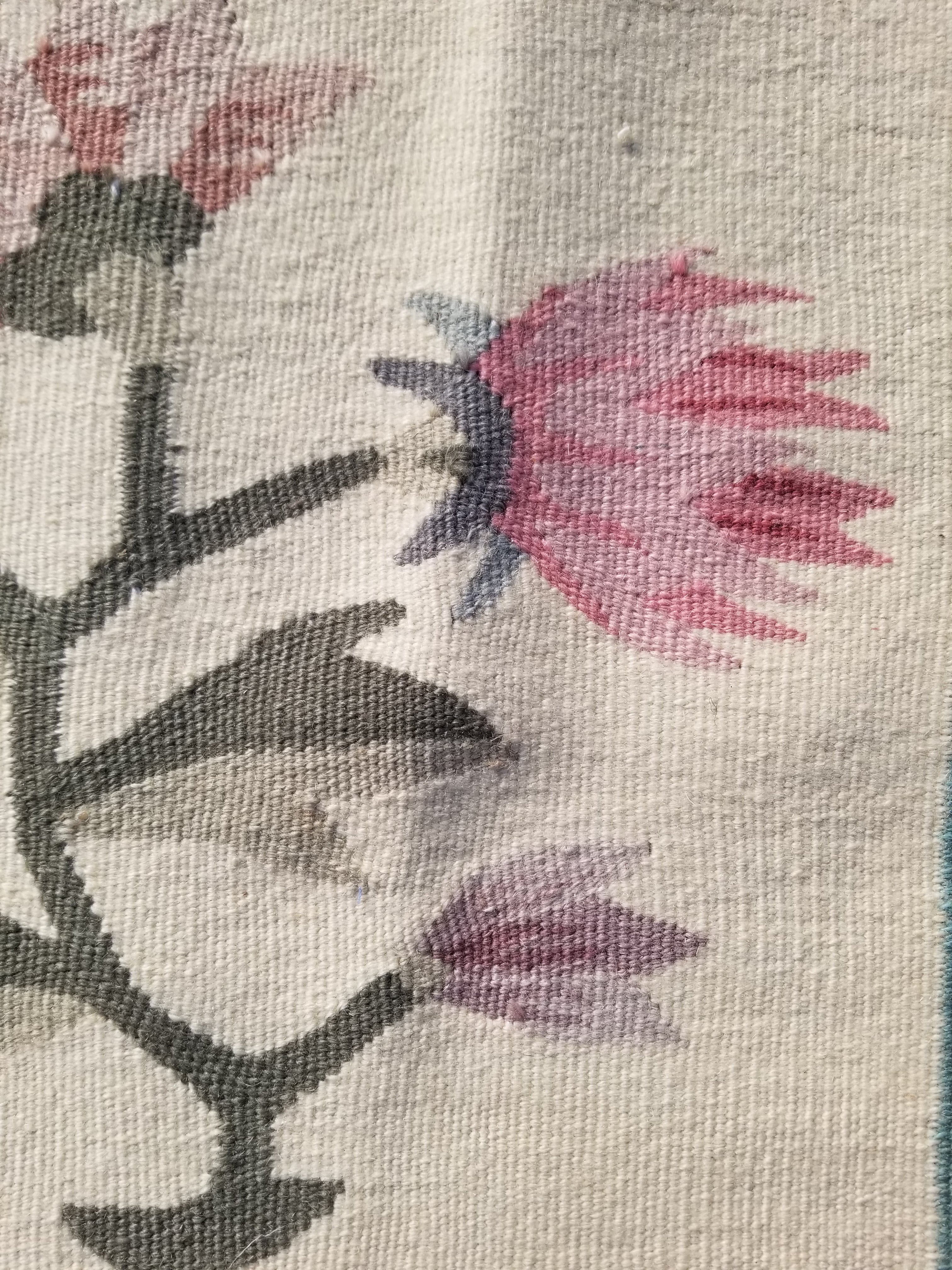 Vintage Traditional Handmade Romanian Floral Flatweave Wool Kilim Rug 174x110cms