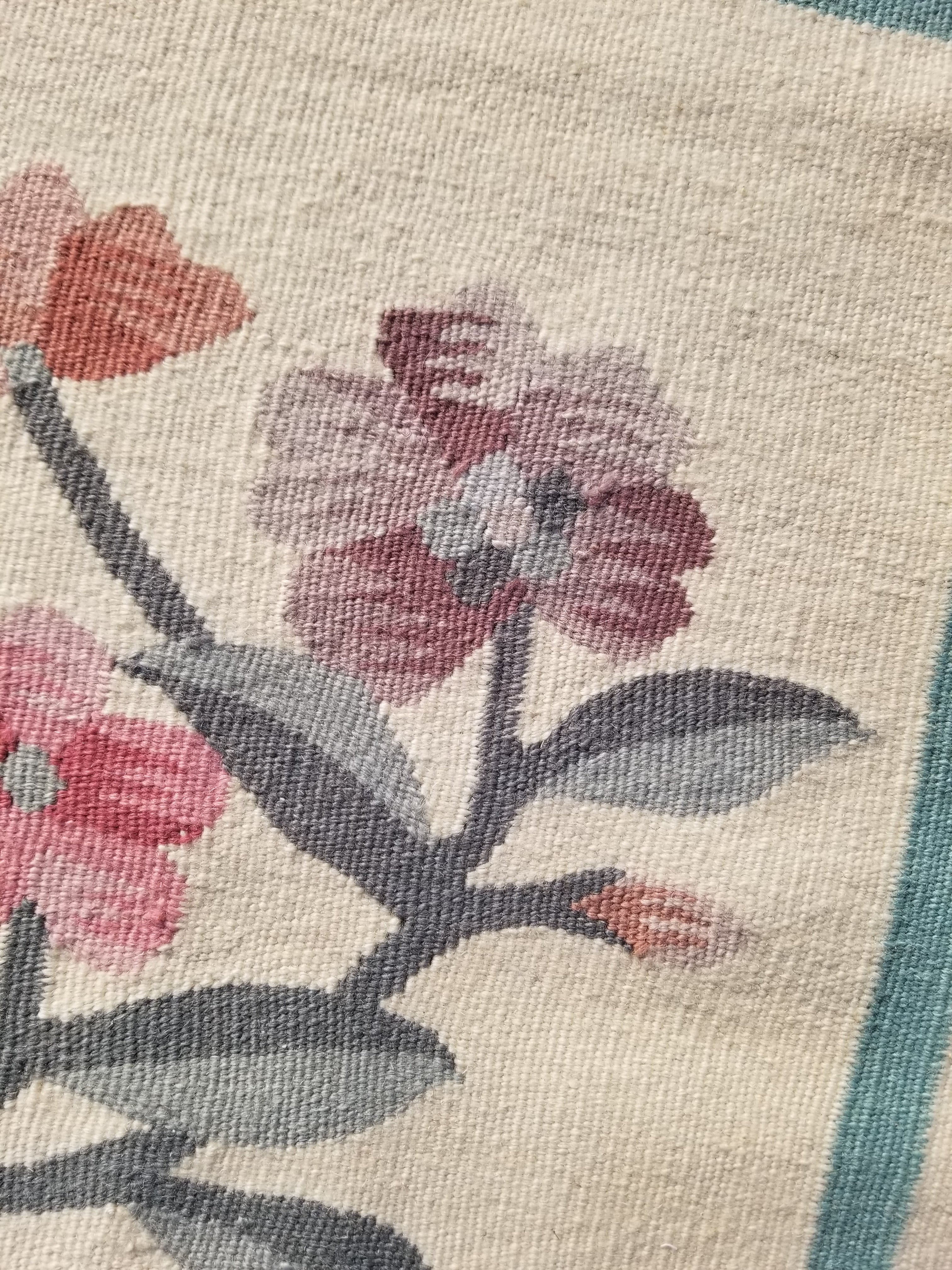 Vintage Traditional Handmade Romanian Floral Flatweave Wool Kilim Rug 174x110cms