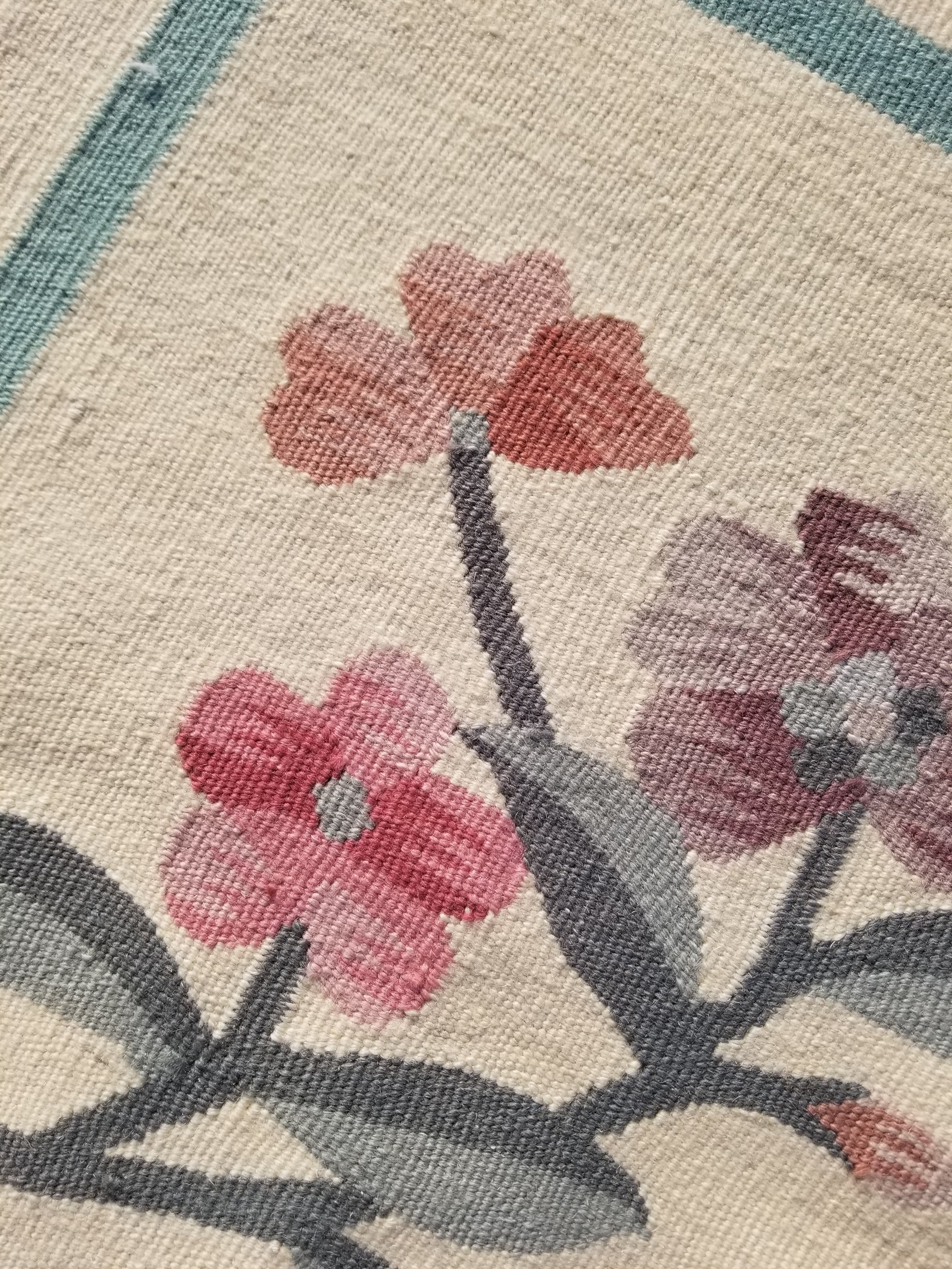 Vintage Traditional Handmade Romanian Floral Flatweave Wool Kilim Rug 174x110cms