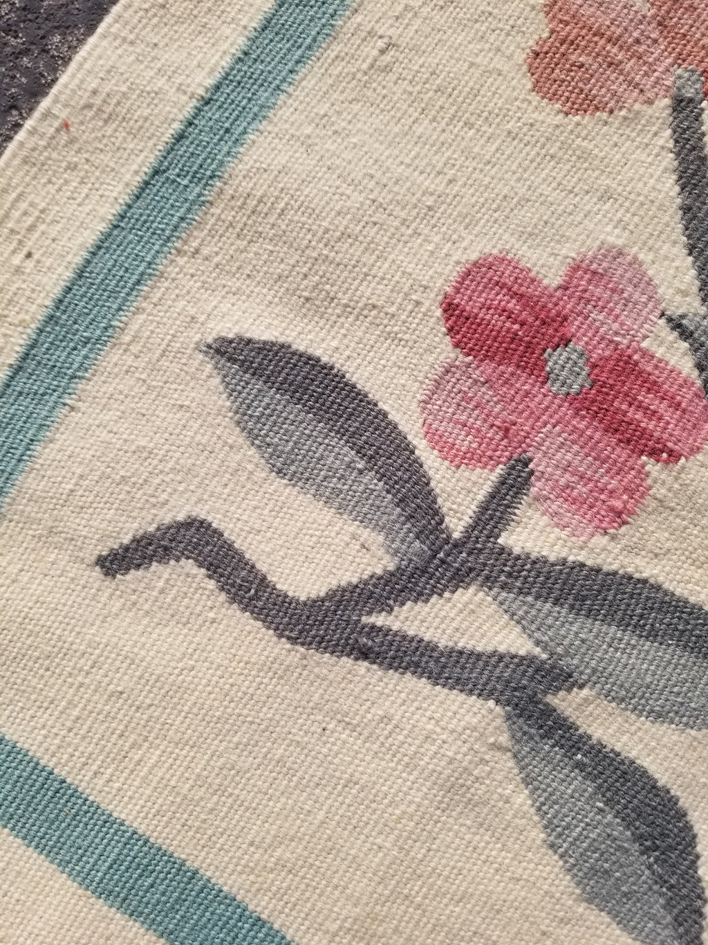 Vintage Traditional Handmade Romanian Floral Flatweave Wool Kilim Rug 174x110cms