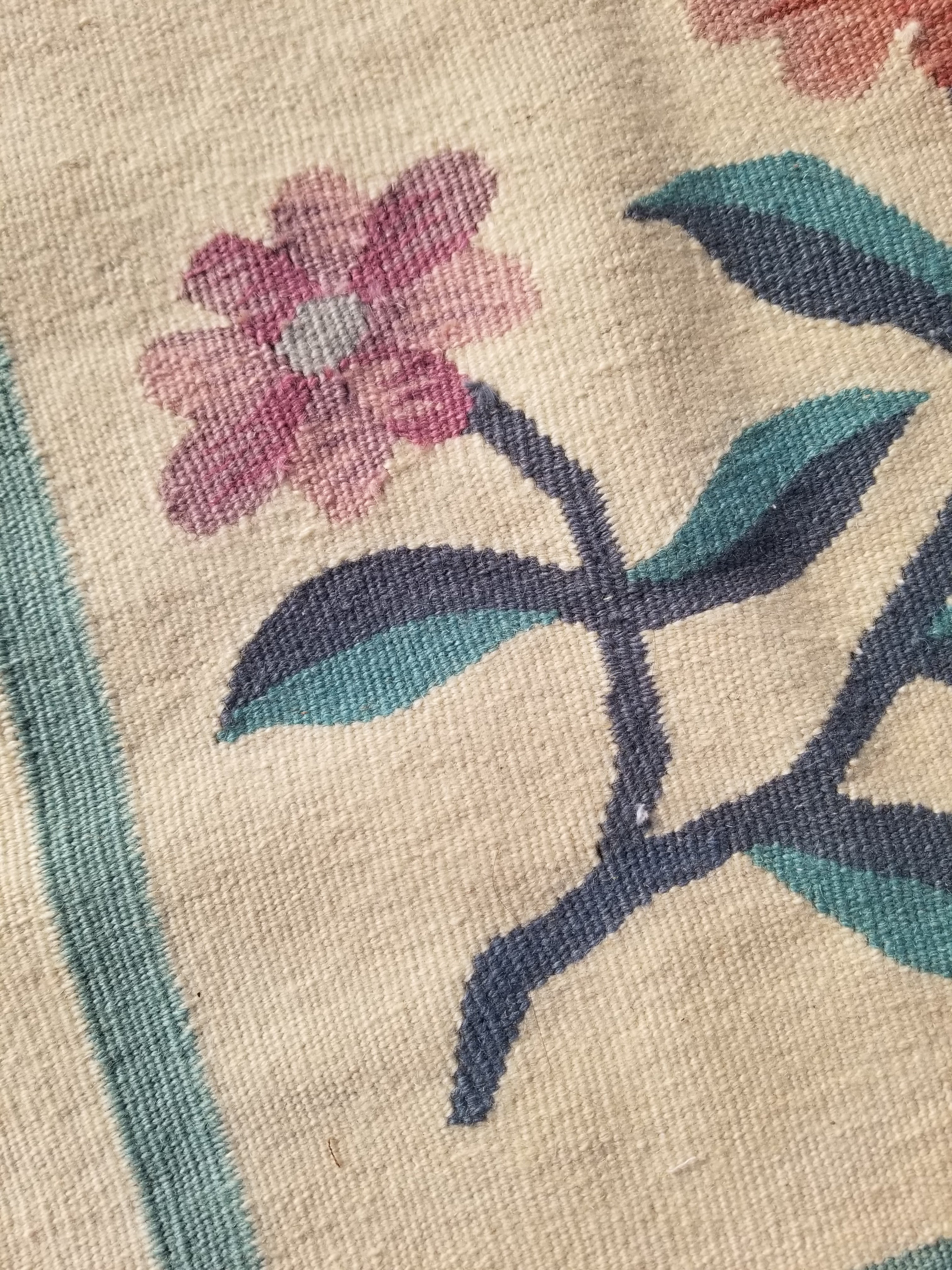 Vintage Traditional Handmade Romanian Floral Flatweave Wool Kilim Rug 174x110cms