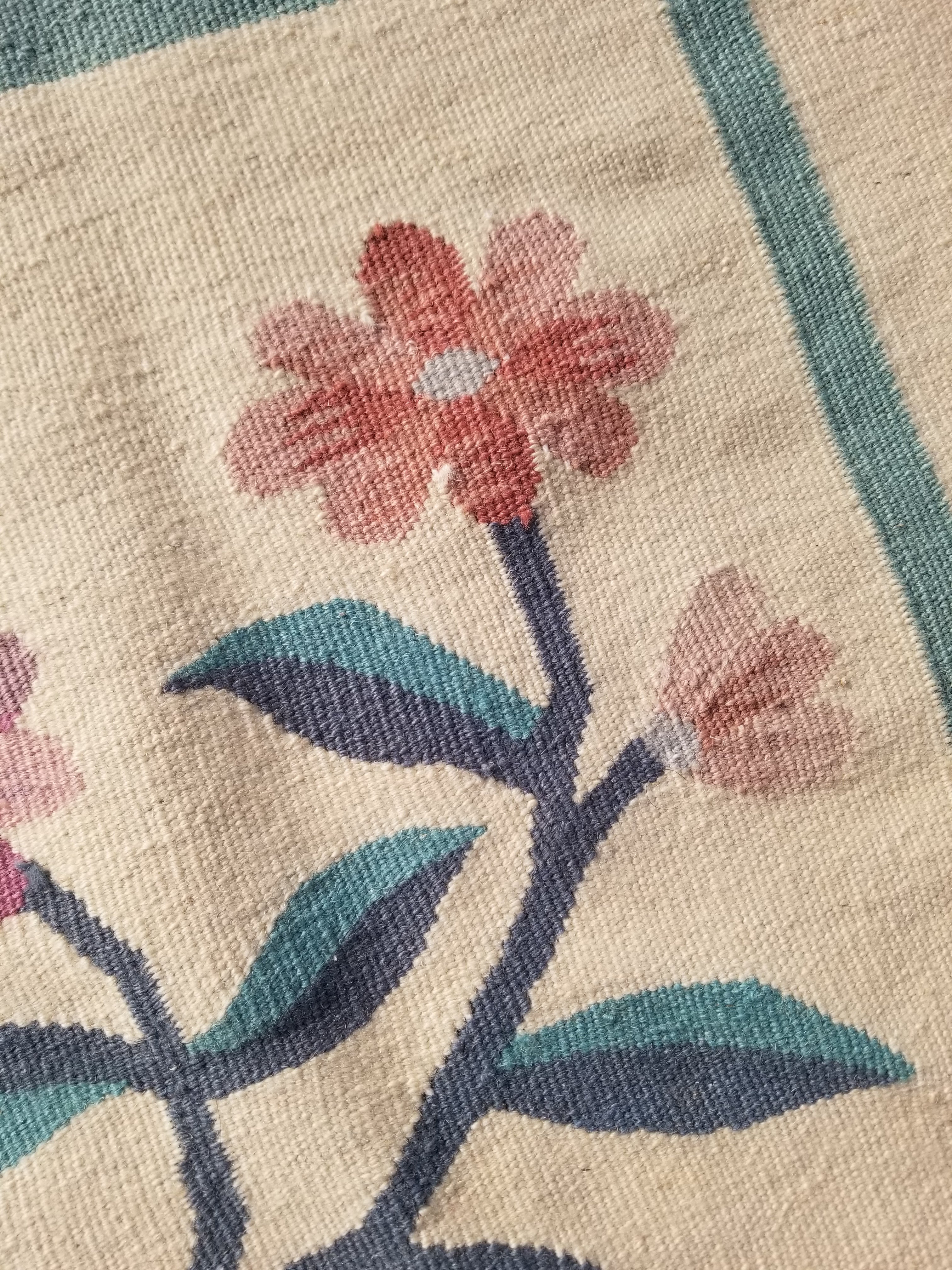 Vintage Traditional Handmade Romanian Floral Flatweave Wool Kilim Rug 174x110cms