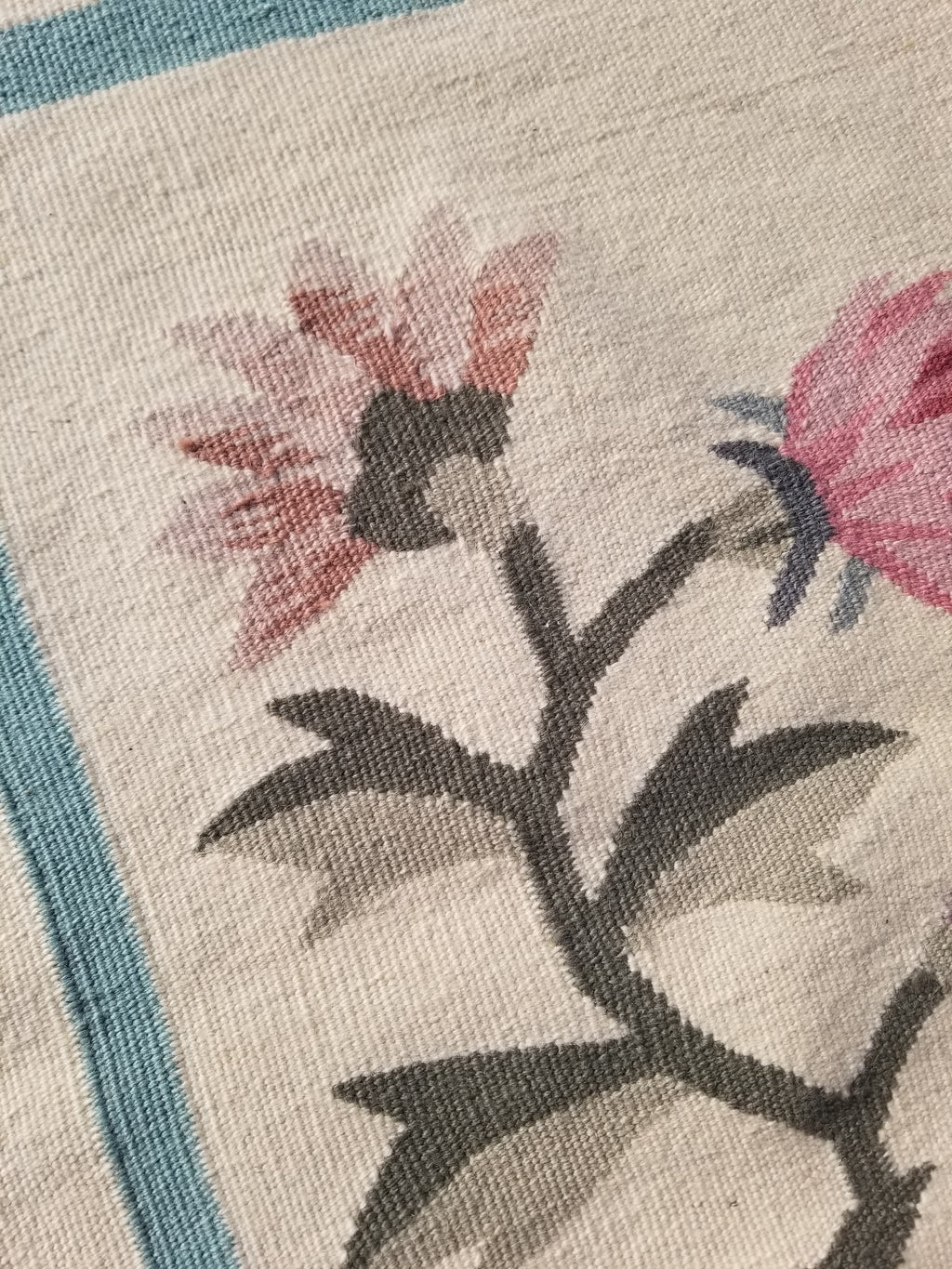 Vintage Traditional Handmade Romanian Floral Flatweave Wool Kilim Rug 174x110cms