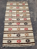 Vintage Traditional Handmade Mexican Zapotec Wool Kilim Rug 187x101cms