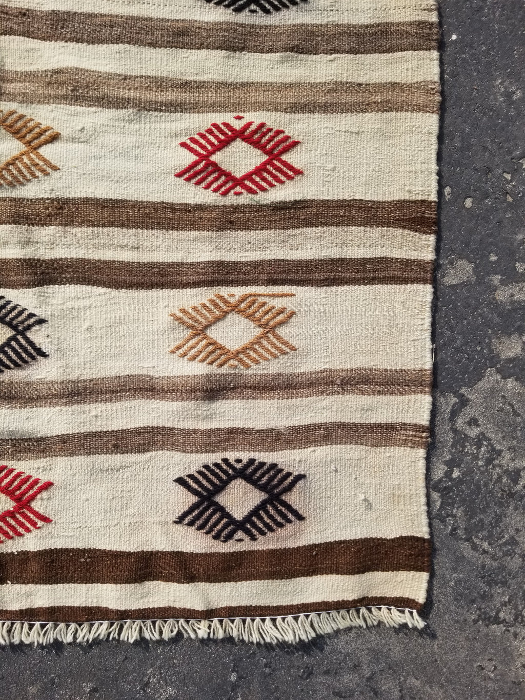 Vintage Traditional Handmade Mexican Zapotec Wool Kilim Rug 187x101cms