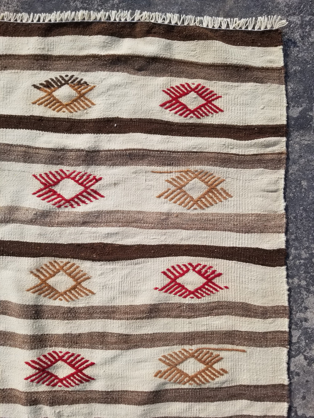 Vintage Traditional Handmade Mexican Zapotec Wool Kilim Rug 187x101cms
