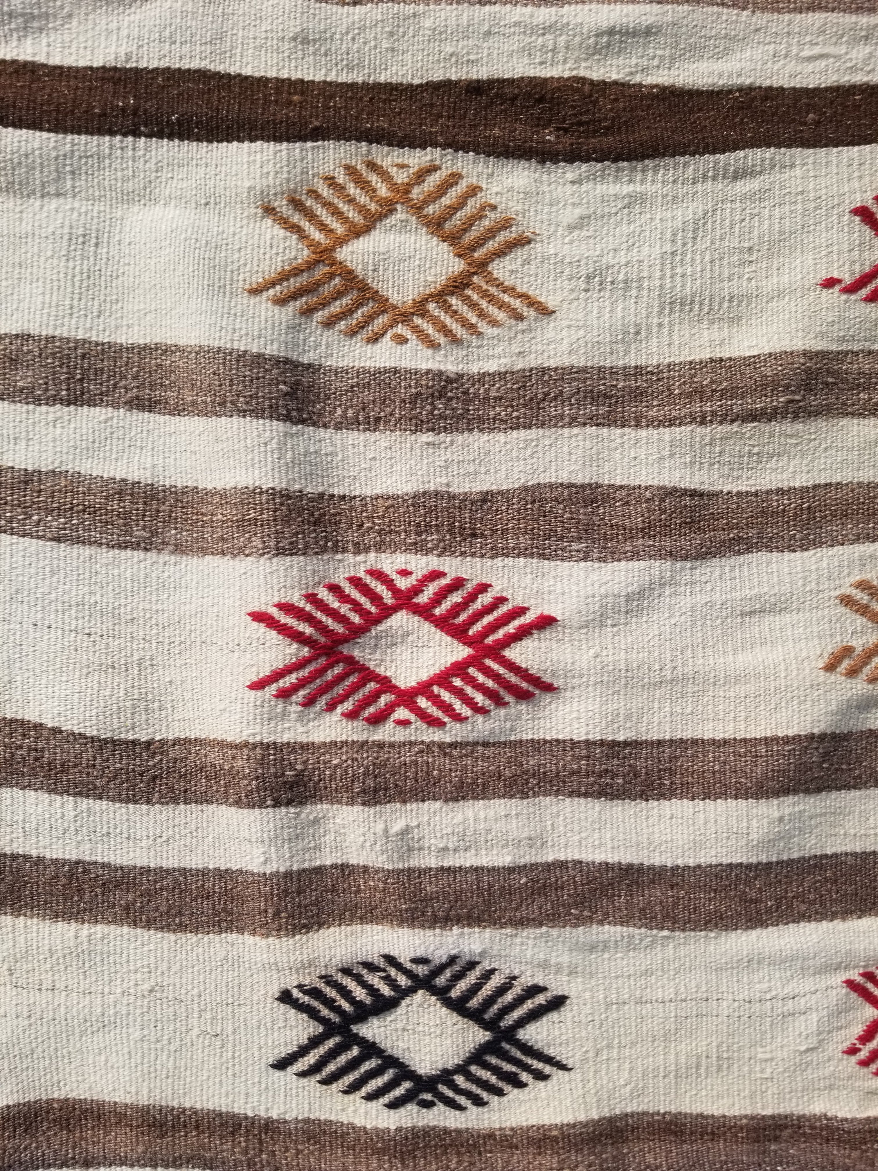 Vintage Traditional Handmade Mexican Zapotec Wool Kilim Rug 187x101cms