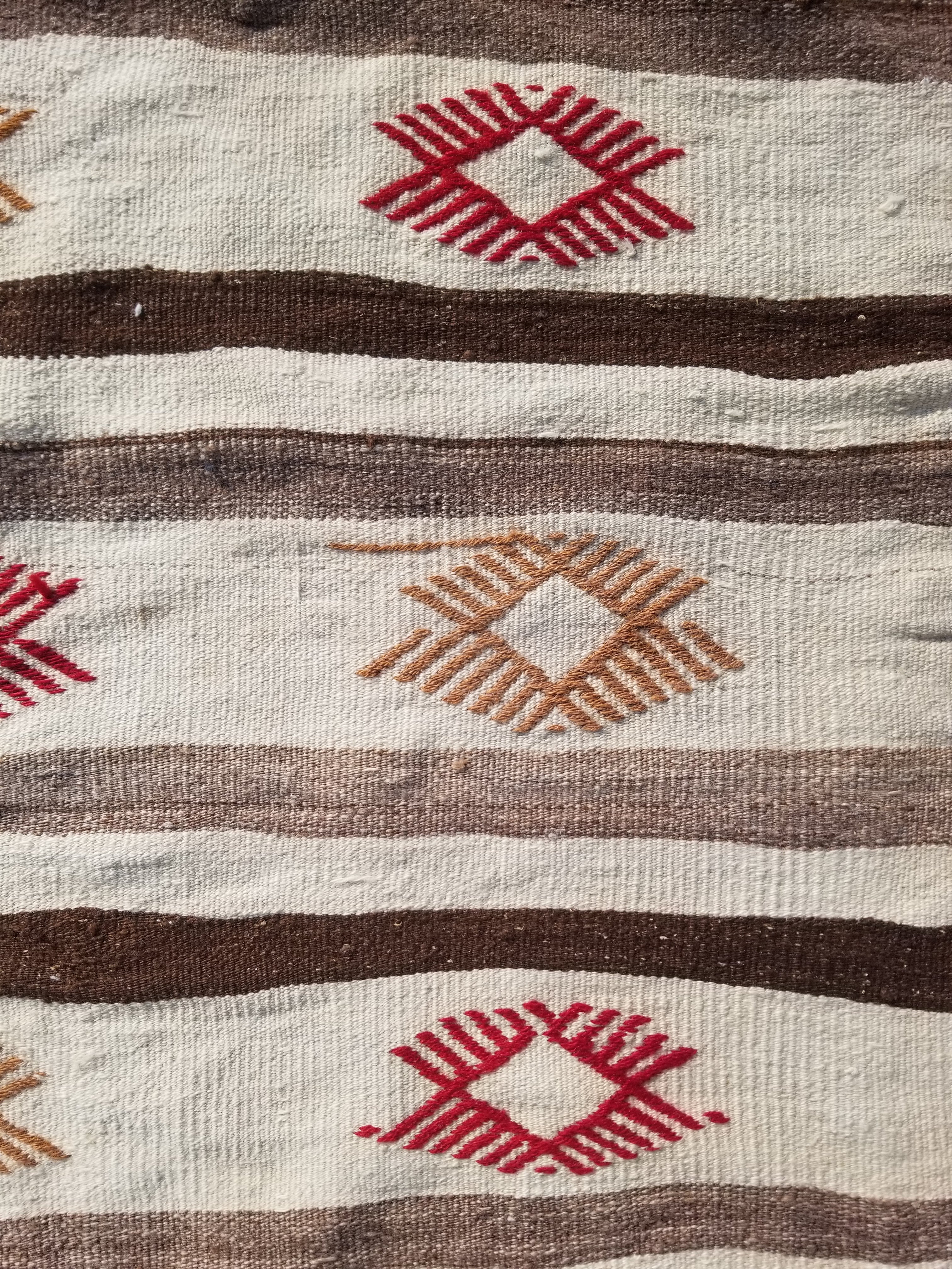 Vintage Traditional Handmade Mexican Zapotec Wool Kilim Rug 187x101cms