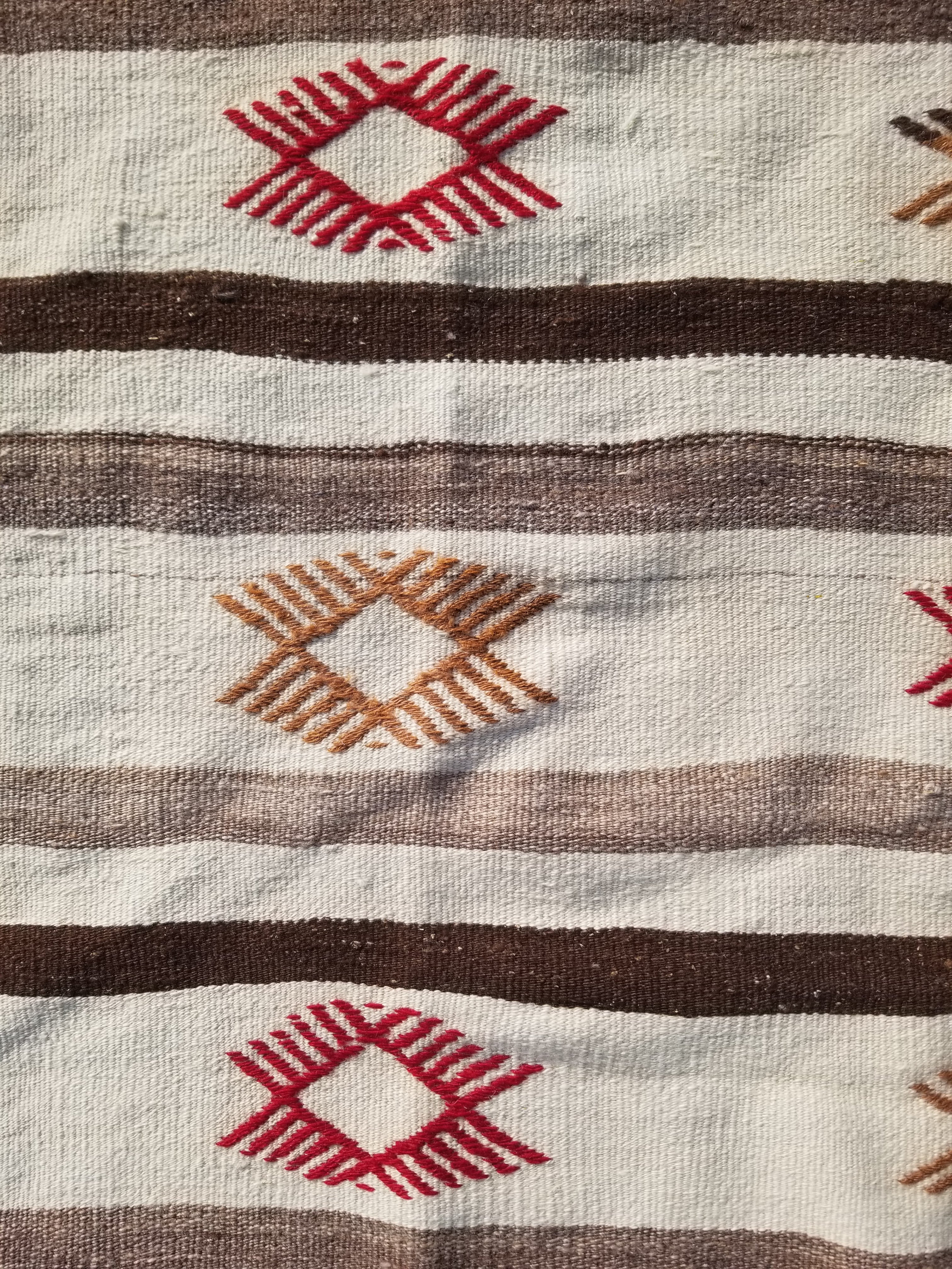 Vintage Traditional Handmade Mexican Zapotec Wool Kilim Rug 187x101cms