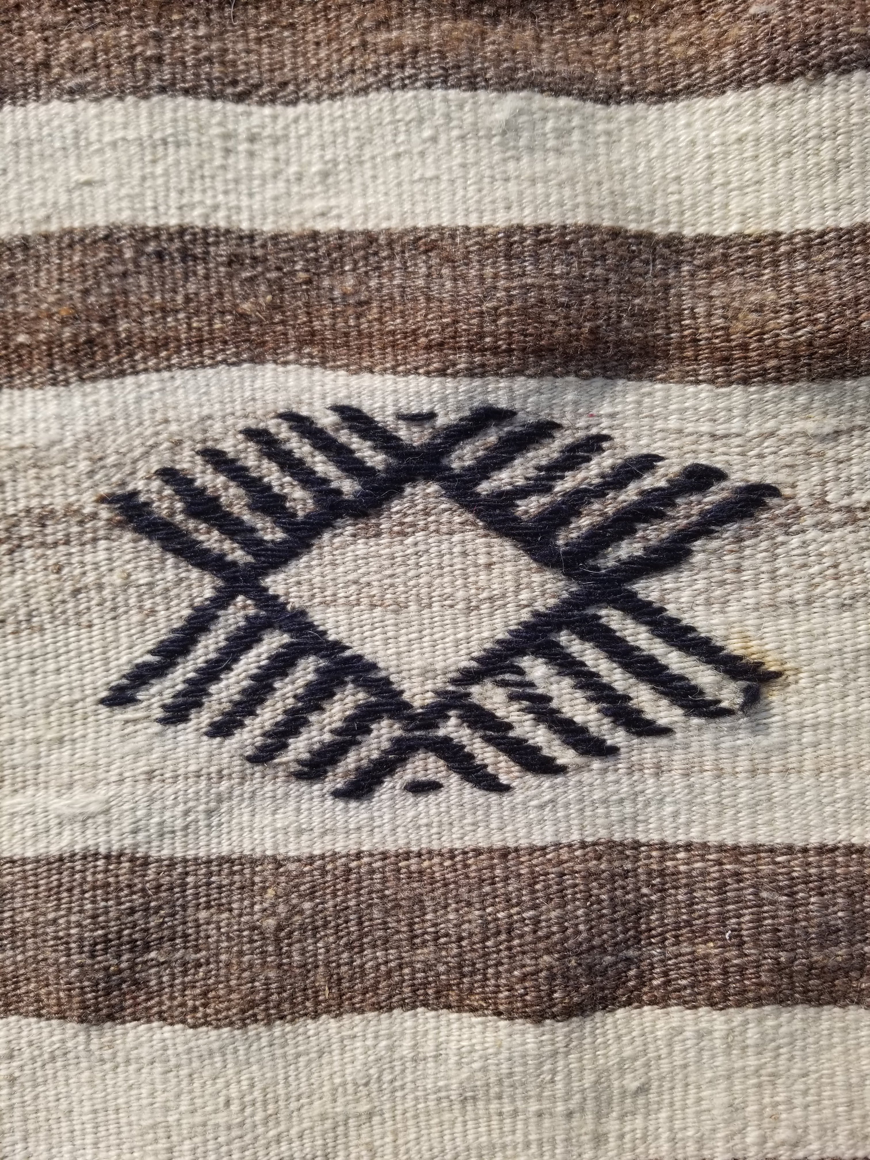 Vintage Traditional Handmade Mexican Zapotec Wool Kilim Rug 187x101cms