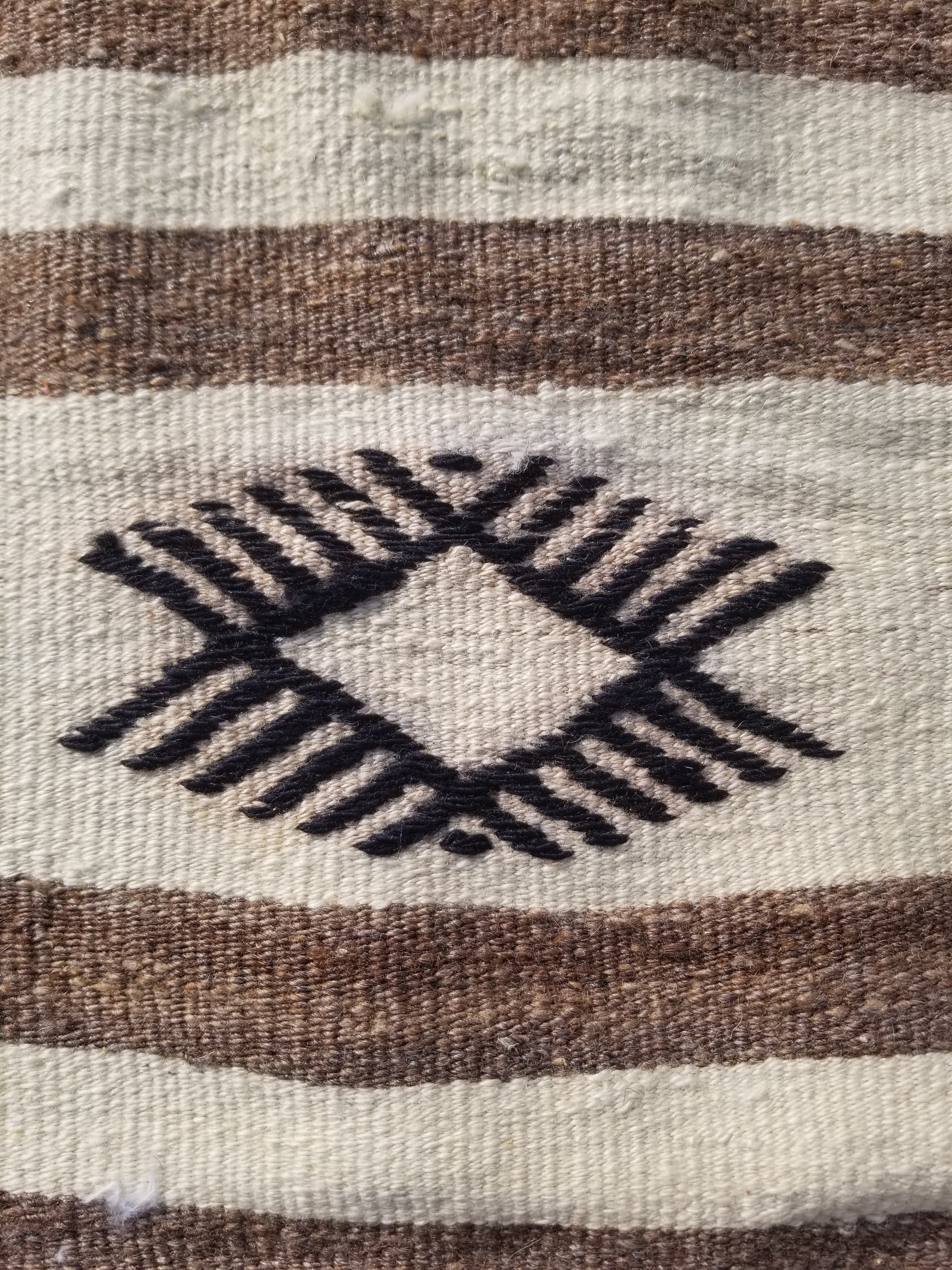 Vintage Traditional Handmade Mexican Zapotec Wool Kilim Rug 187x101cms