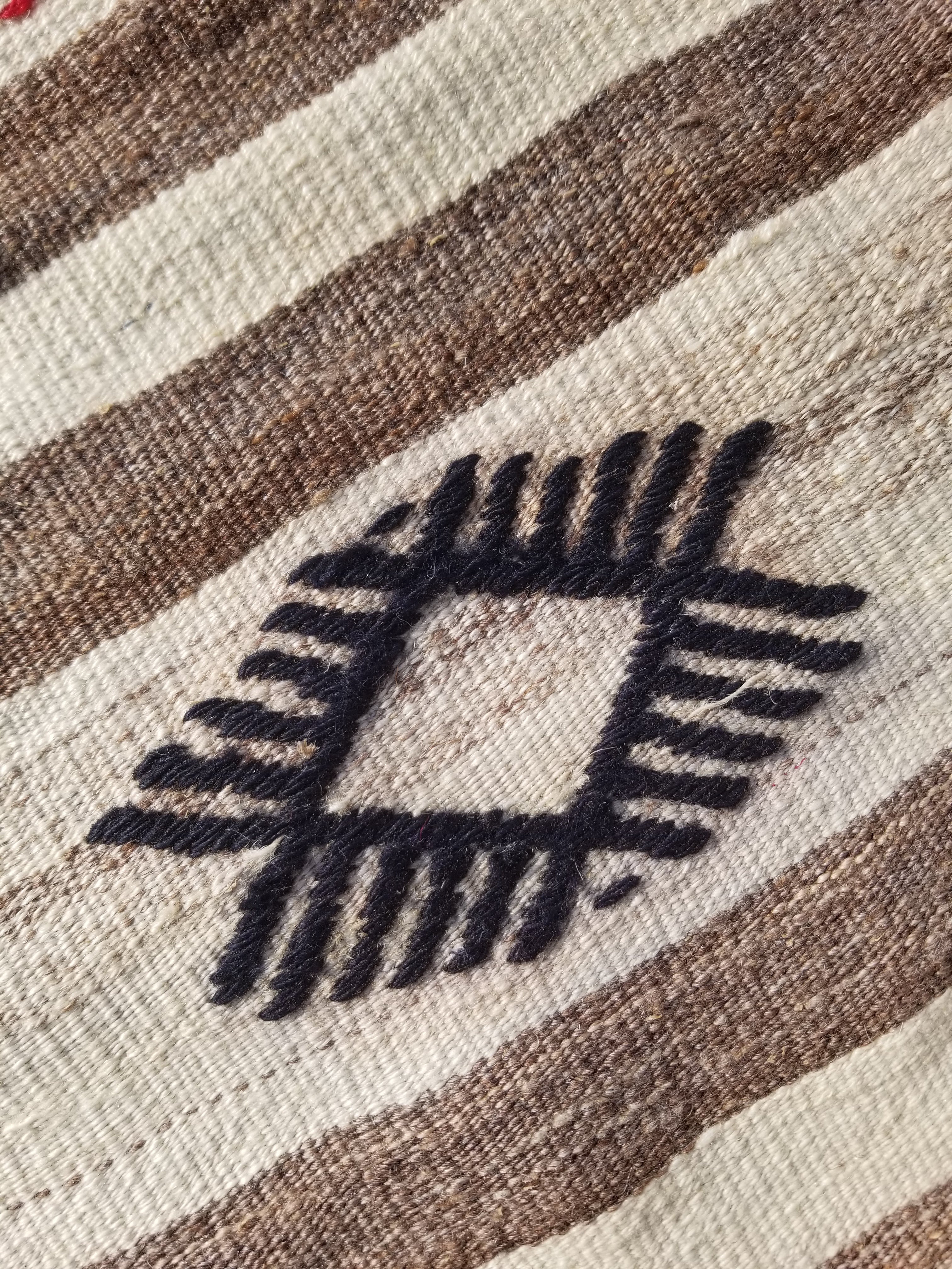 Vintage Traditional Handmade Mexican Zapotec Wool Kilim Rug 187x101cms
