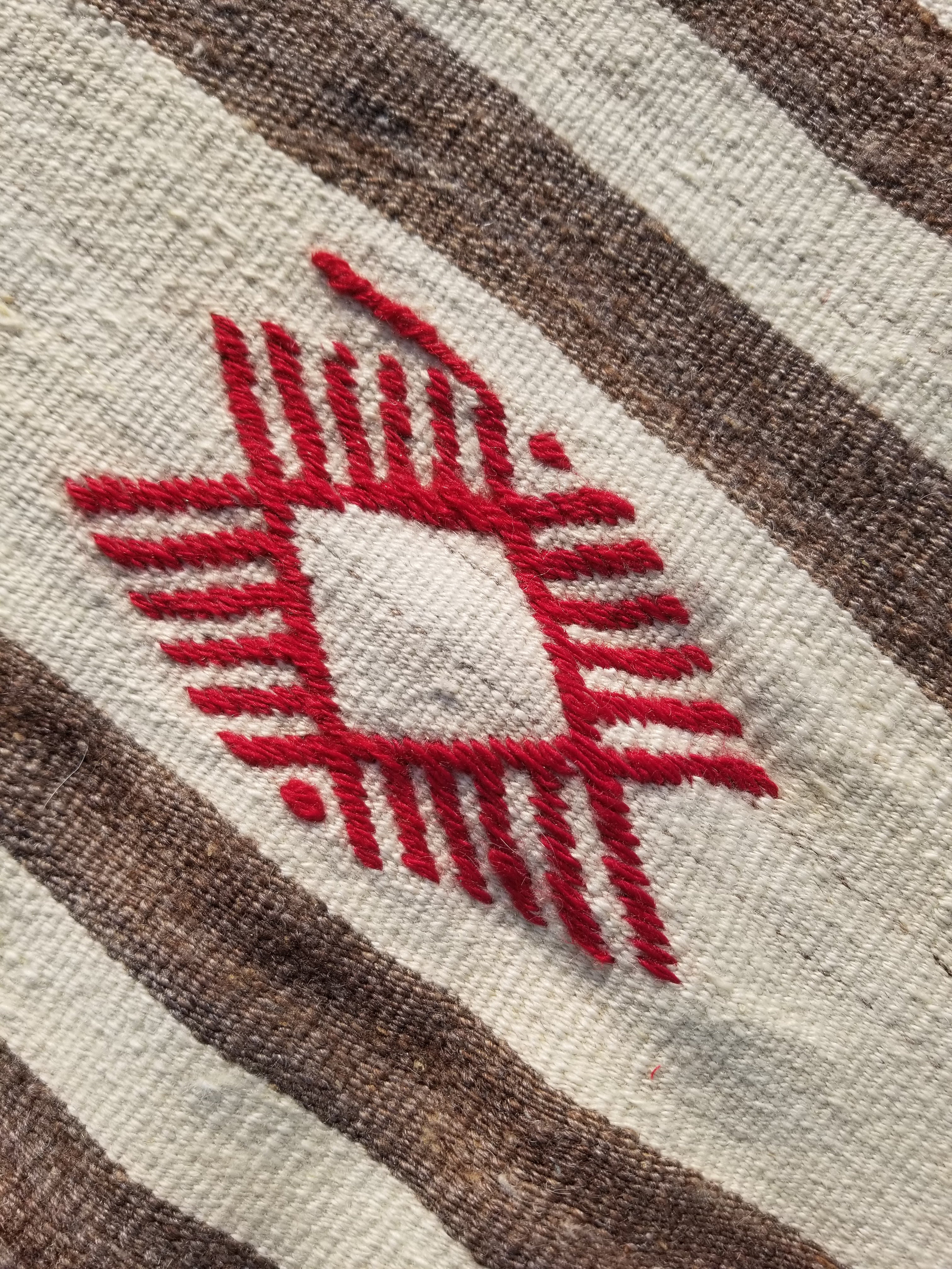 Vintage Traditional Handmade Mexican Zapotec Wool Kilim Rug 187x101cms