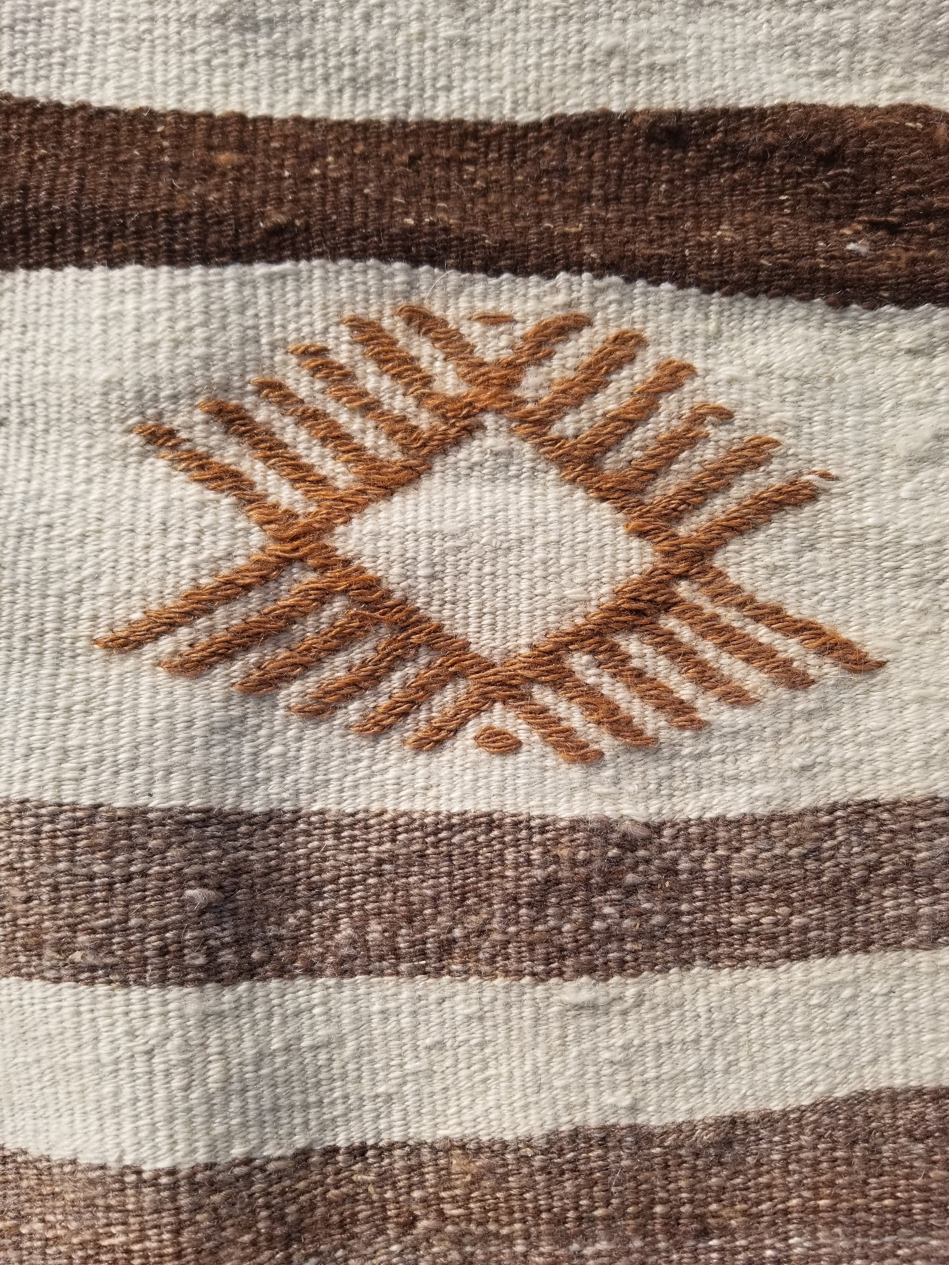 Vintage Traditional Handmade Mexican Zapotec Wool Kilim Rug 187x101cms