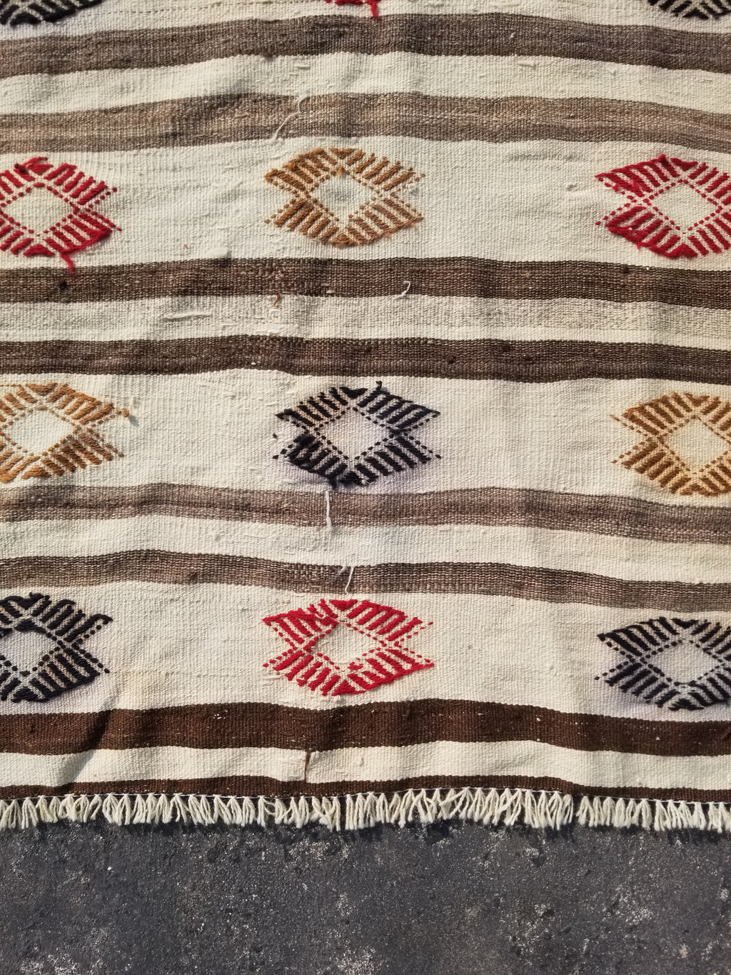 Vintage Traditional Handmade Mexican Zapotec Wool Kilim Rug 187x101cms