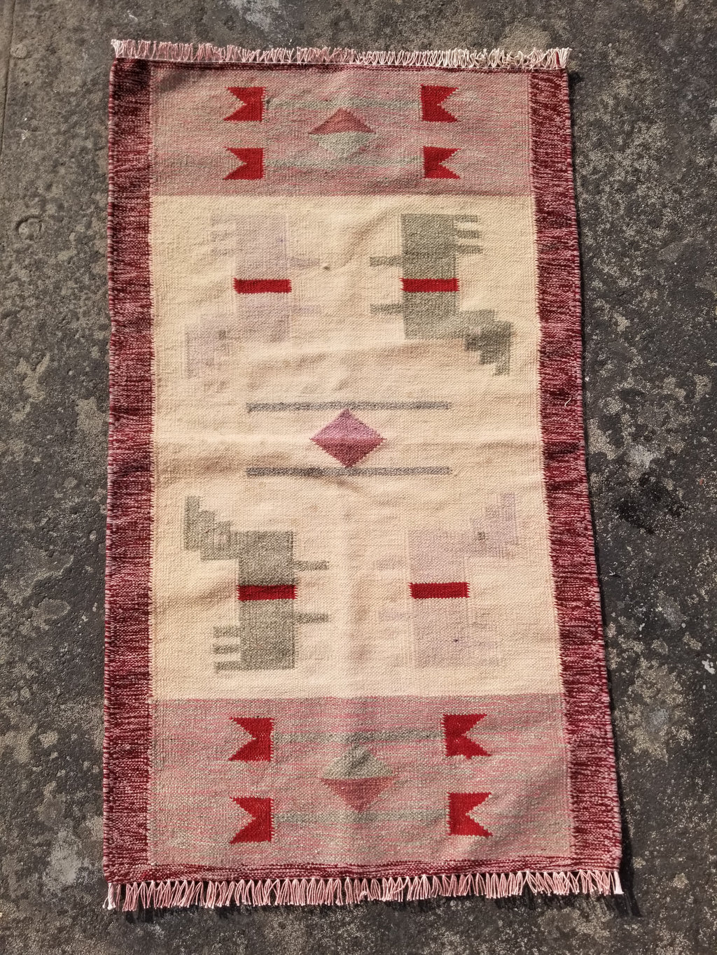Vintage Traditional Handmade Southwestern Flatweave Wool Kilim Rug 121x72cms