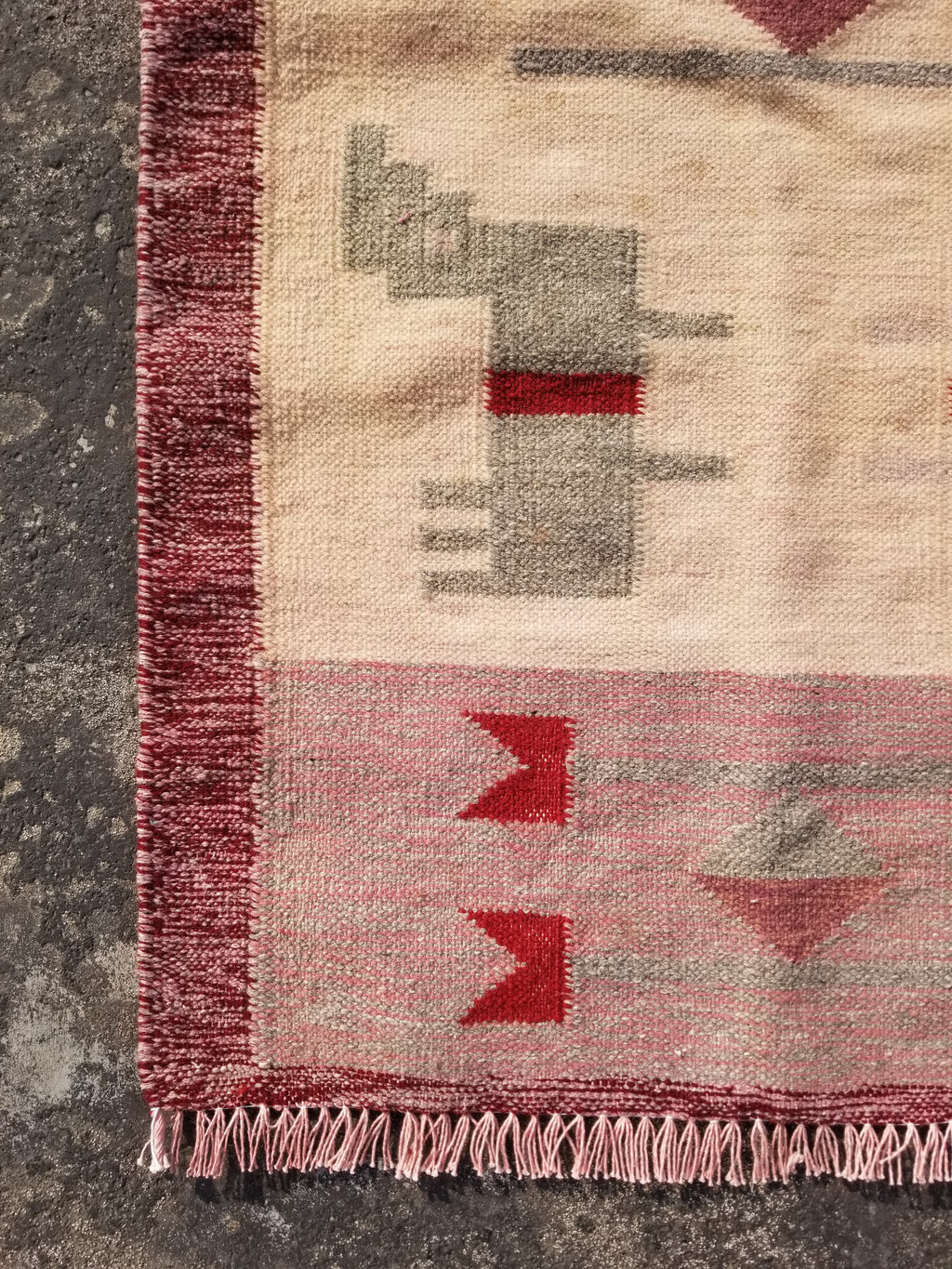 Vintage Traditional Handmade Southwestern Flatweave Wool Kilim Rug 121x72cms