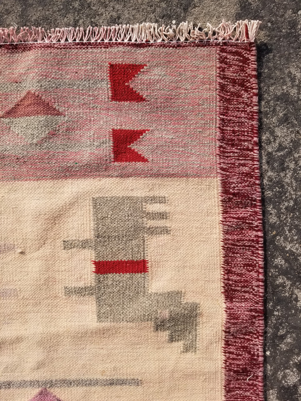 Vintage Traditional Handmade Southwestern Flatweave Wool Kilim Rug 121x72cms