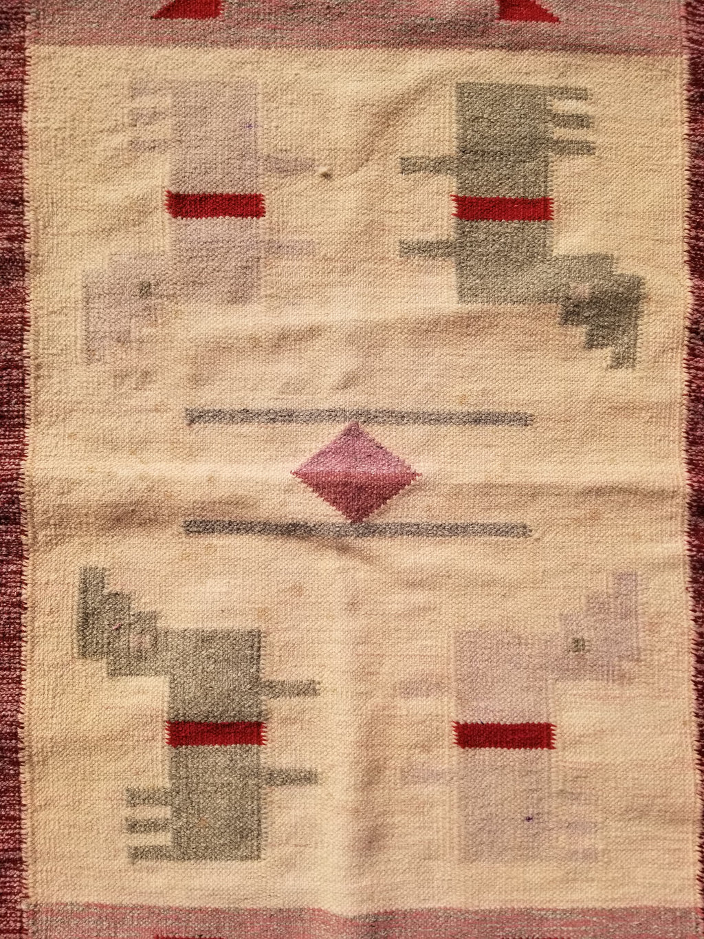 Vintage Traditional Handmade Southwestern Flatweave Wool Kilim Rug 121x72cms