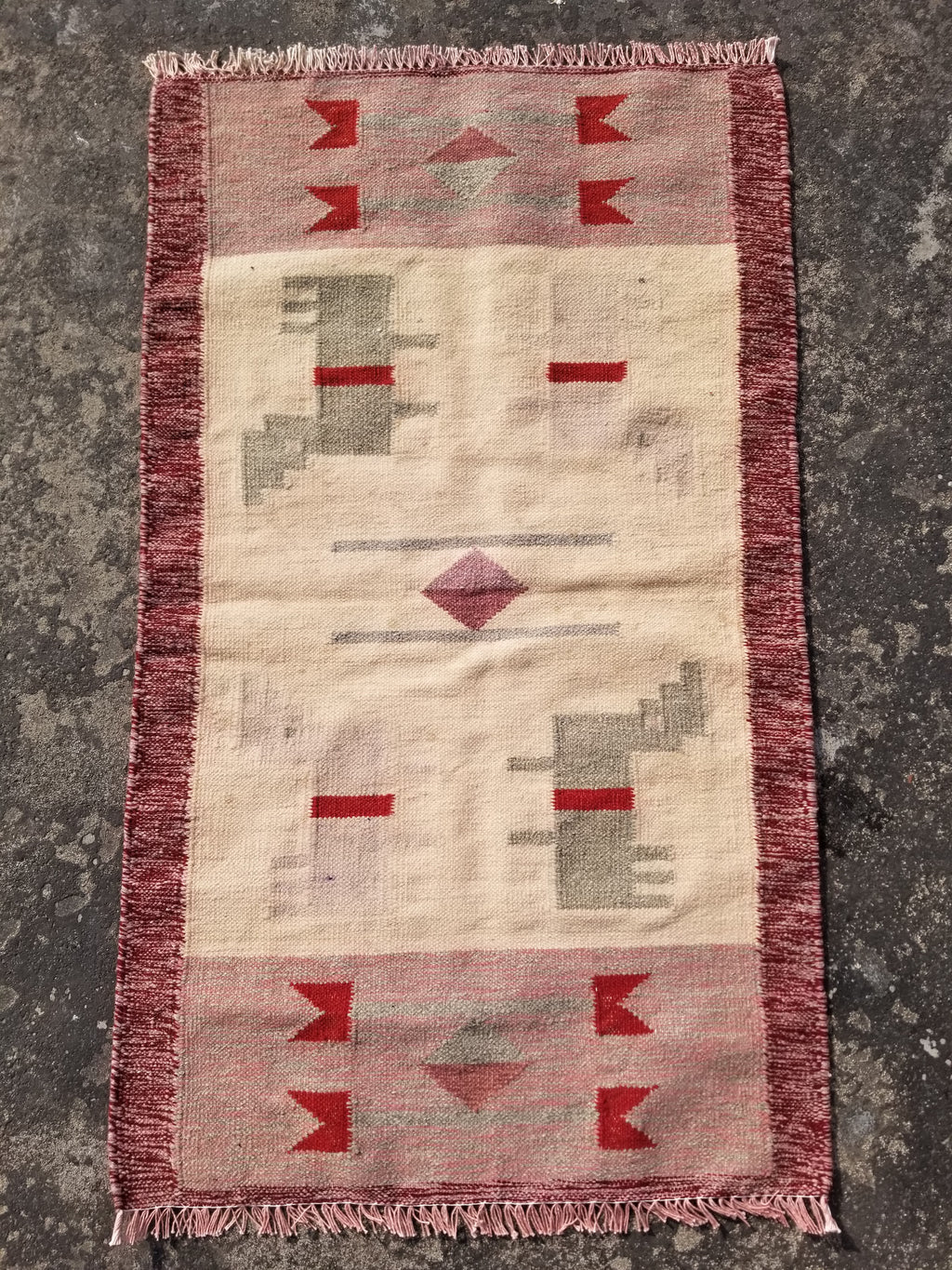 Vintage Traditional Handmade Southwestern Flatweave Wool Kilim Rug 121x72cms