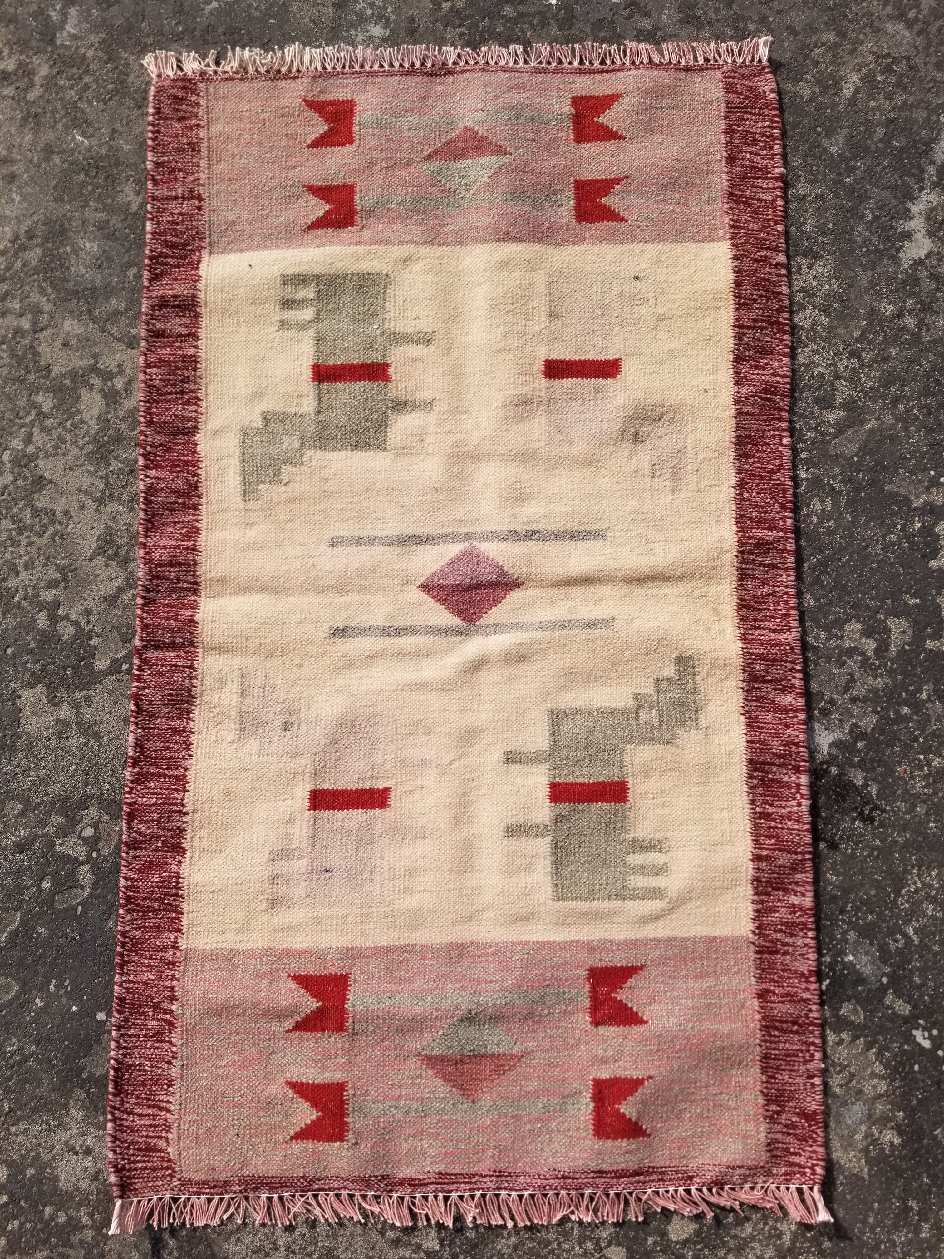 Vintage Traditional Handmade Southwestern Flatweave Wool Kilim Rug 121x72cms