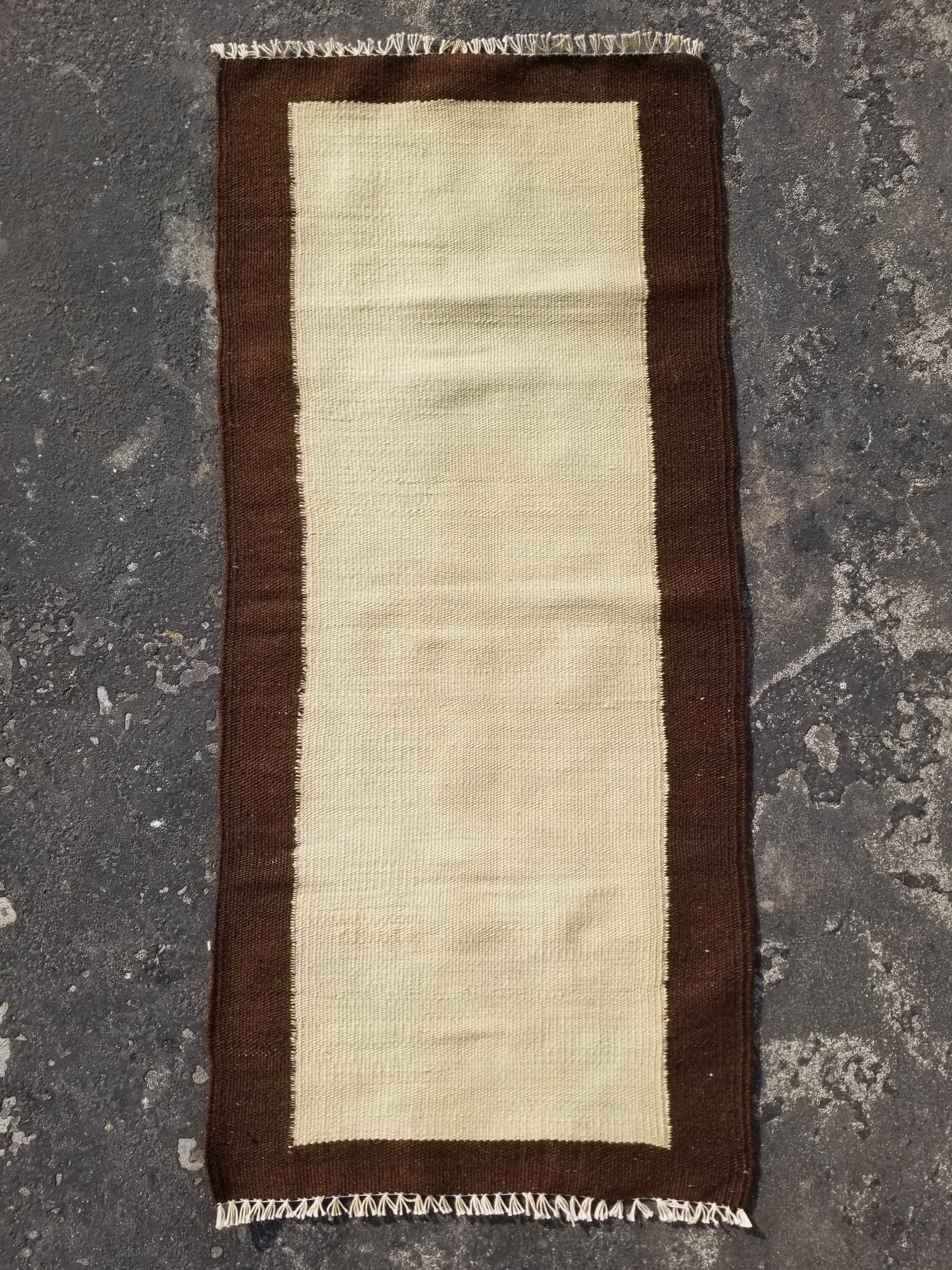 Vintage Traditional Handmade Scandinavian Minimalist Flatweave Wool Kilim Rug