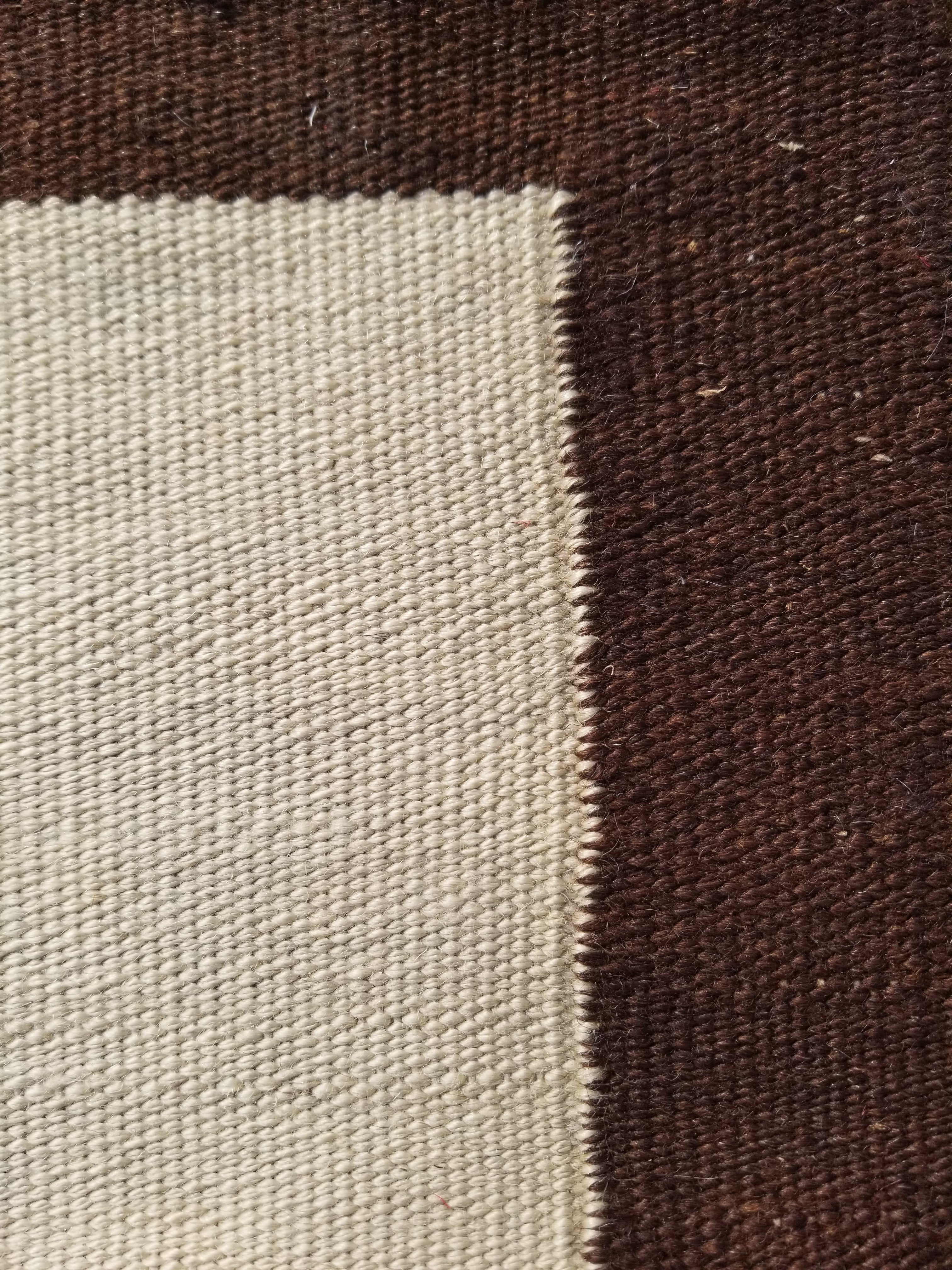 Vintage Traditional Handmade Scandinavian Minimalist Flatweave Wool Kilim Rug