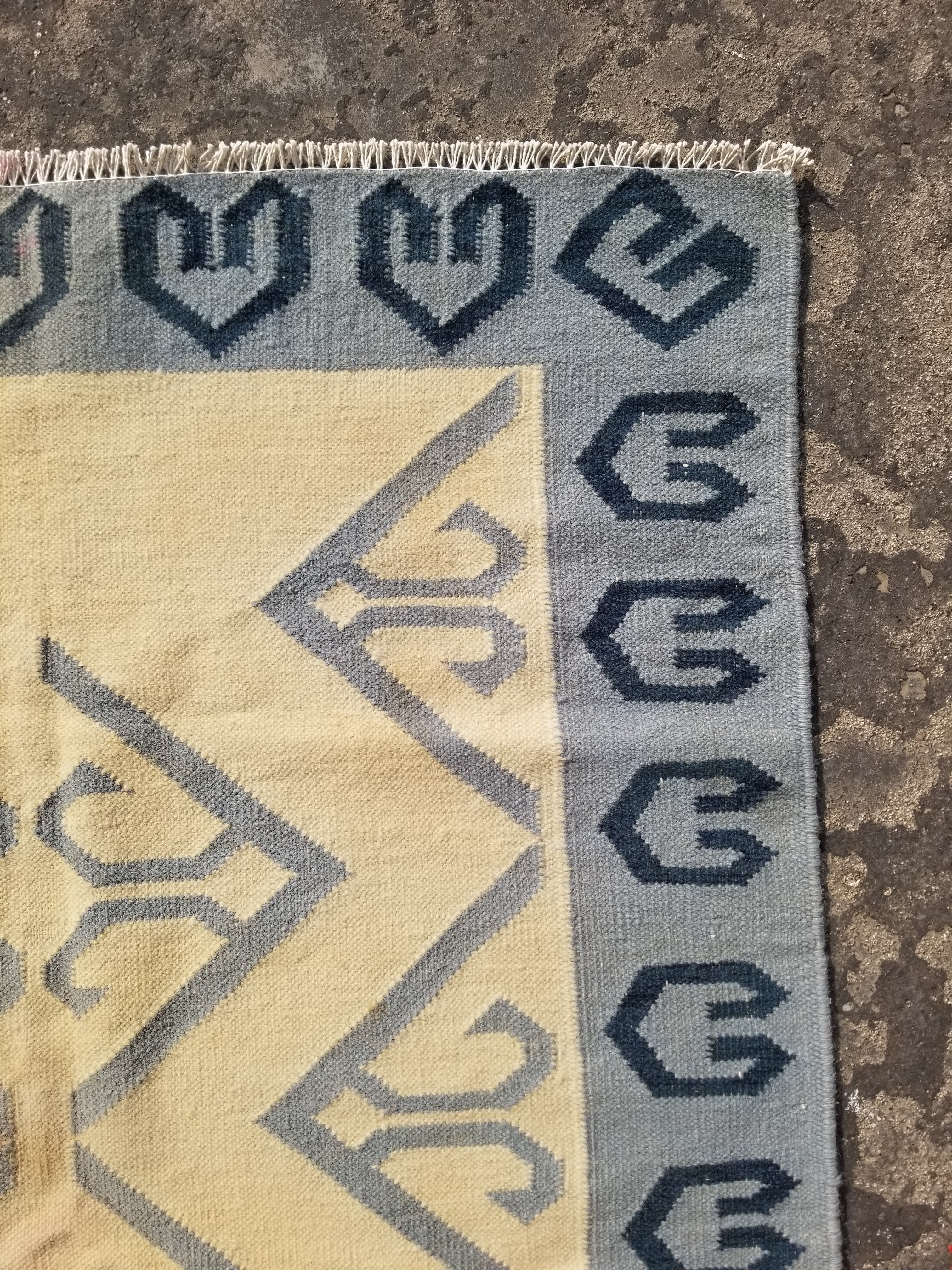 Vintage Traditional Handmade Scandinavian Flatweave Wool Kilim Rug 162x110cms