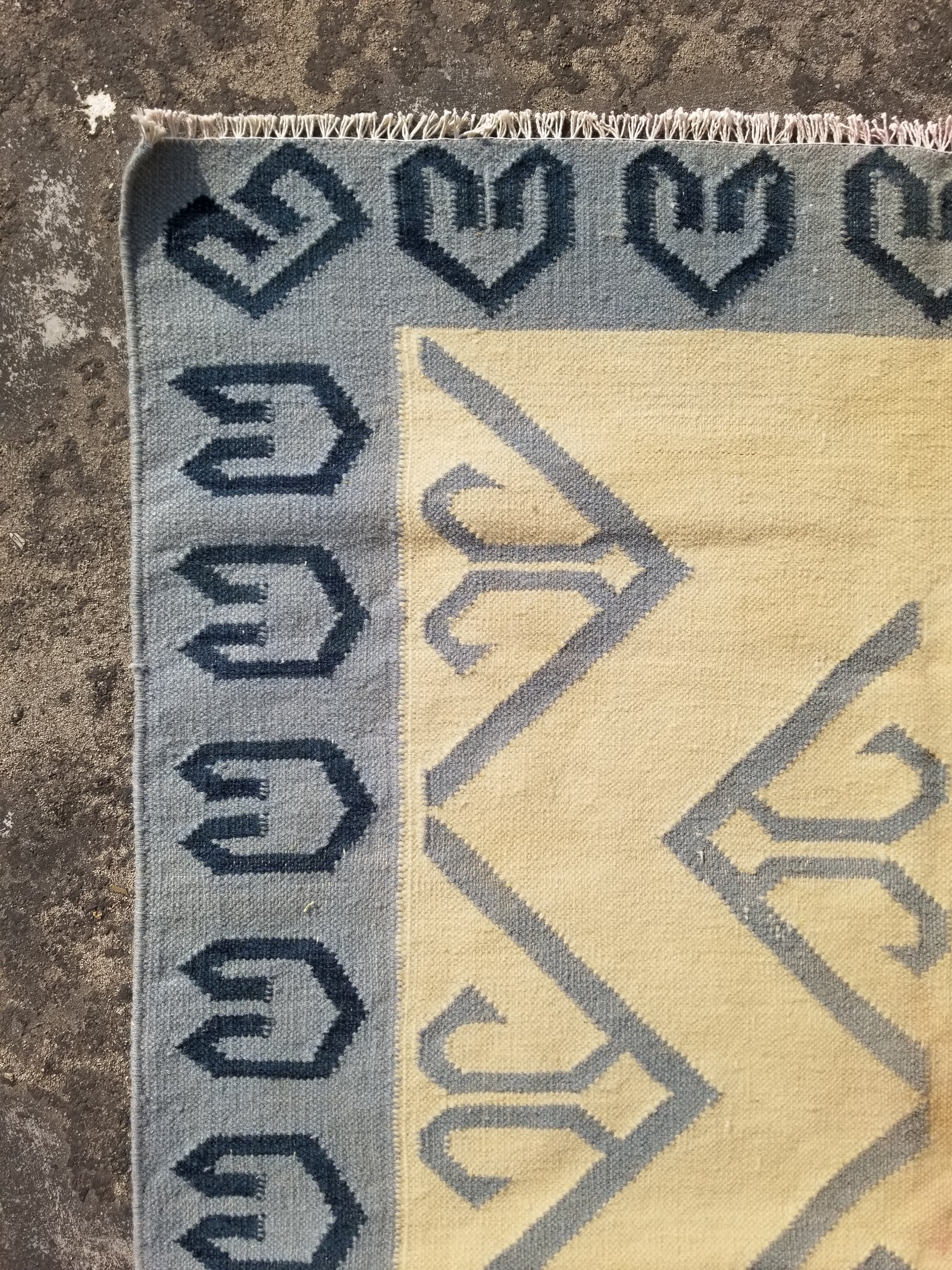 Vintage Traditional Handmade Scandinavian Flatweave Wool Kilim Rug 162x110cms
