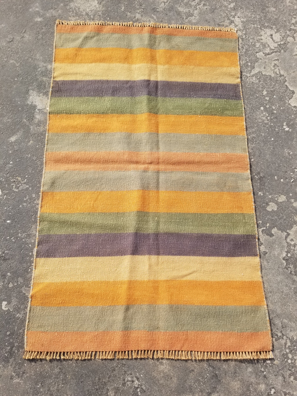 Vintage Traditional Handmade Swedish Striped Flatweave Wool Kilim Rug 145x87cms