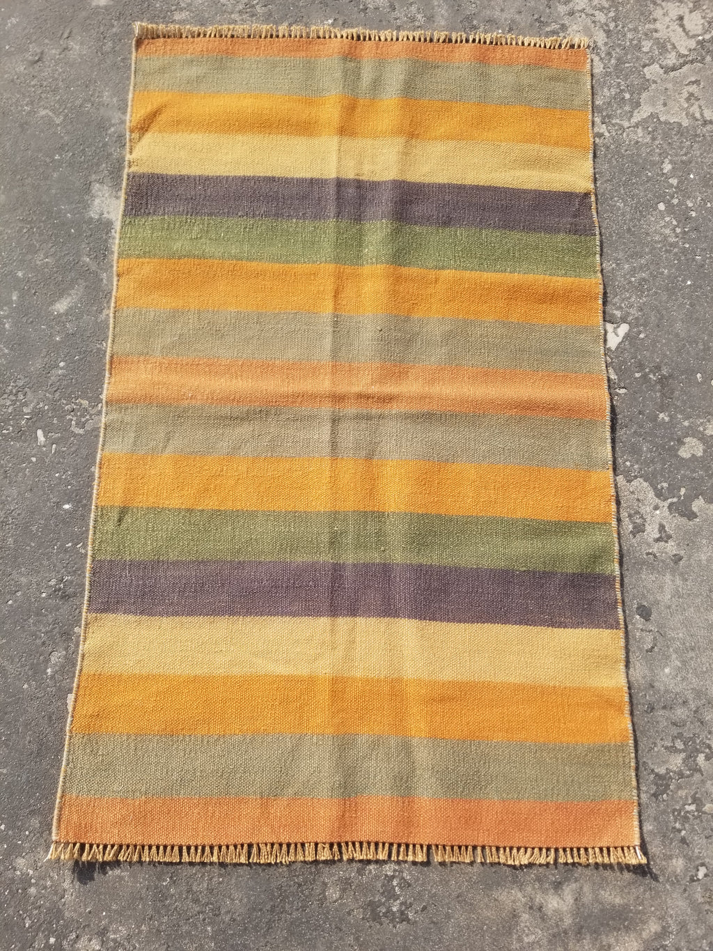 Vintage Traditional Handmade Swedish Striped Flatweave Wool Kilim Rug 145x87cms