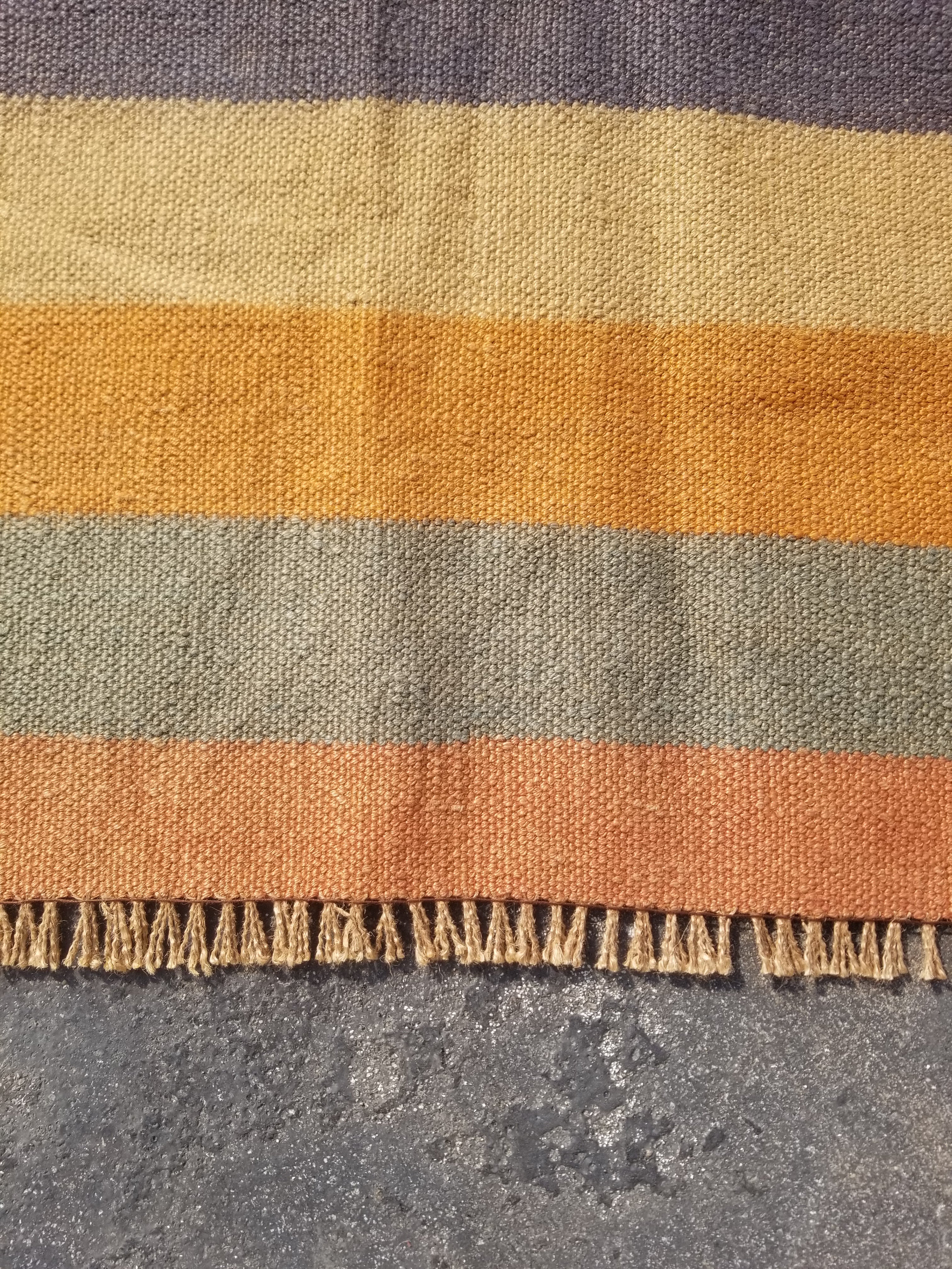 Vintage Traditional Handmade Swedish Striped Flatweave Wool Kilim Rug 145x87cms